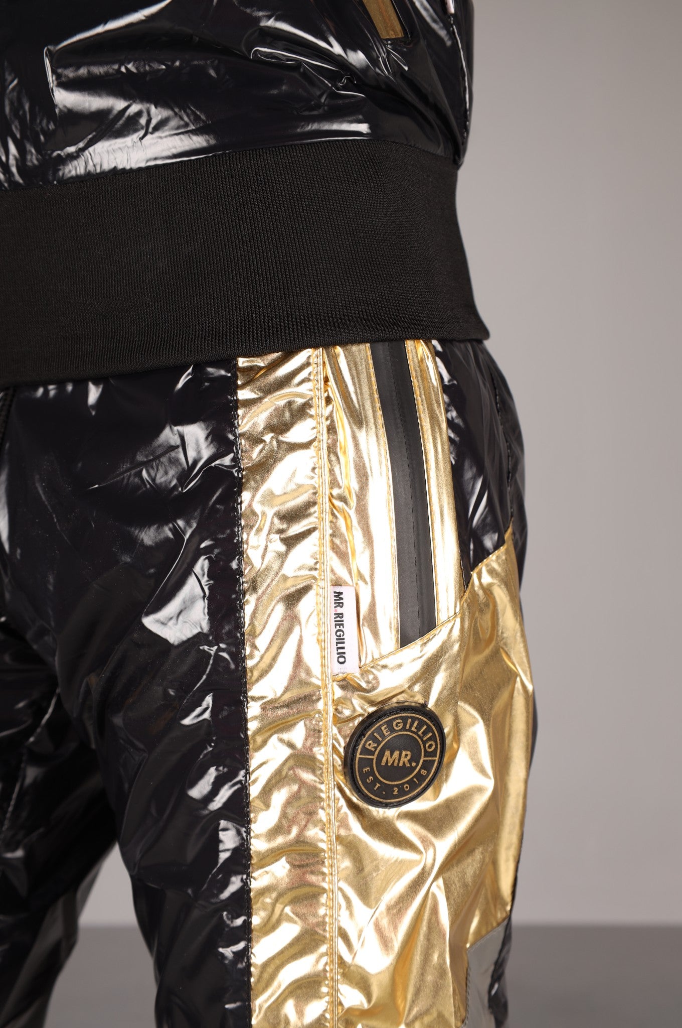 Shiny Nylon FORT Tracksuit Pants - Gold
