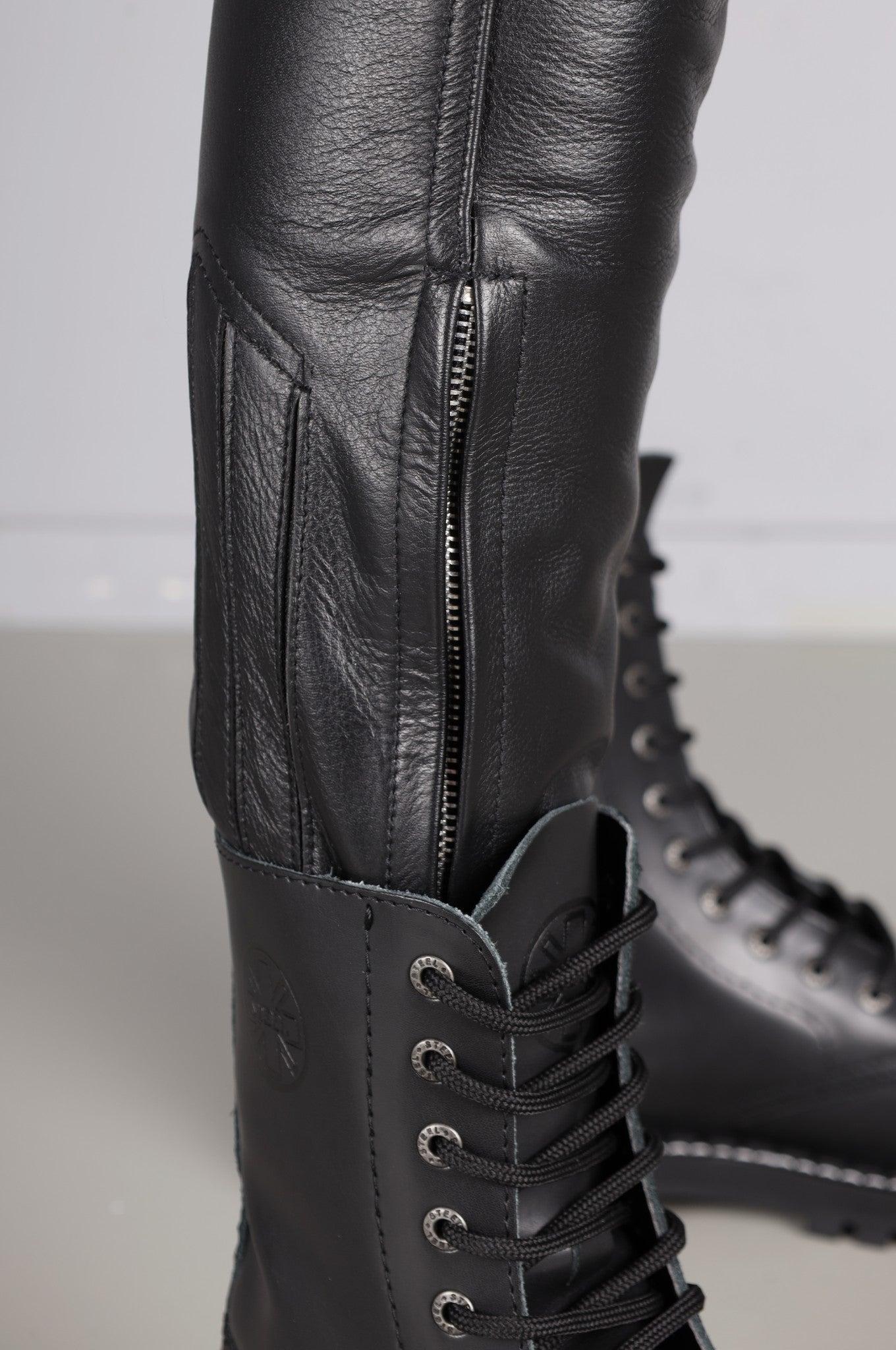 Black Leather Biker Pants at MR. Riegillio