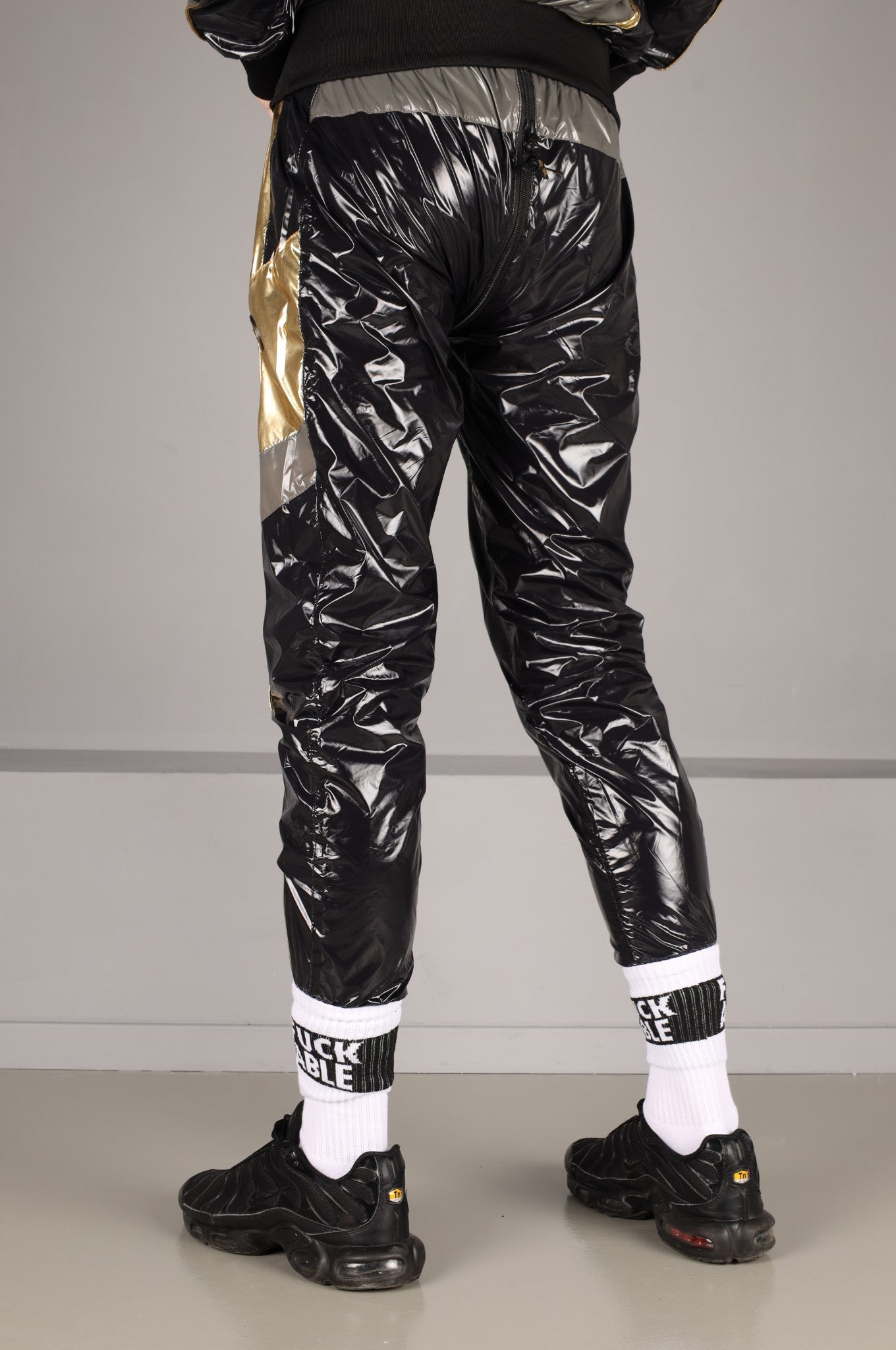 Shiny Nylon FORT Tracksuit Pants - Gold