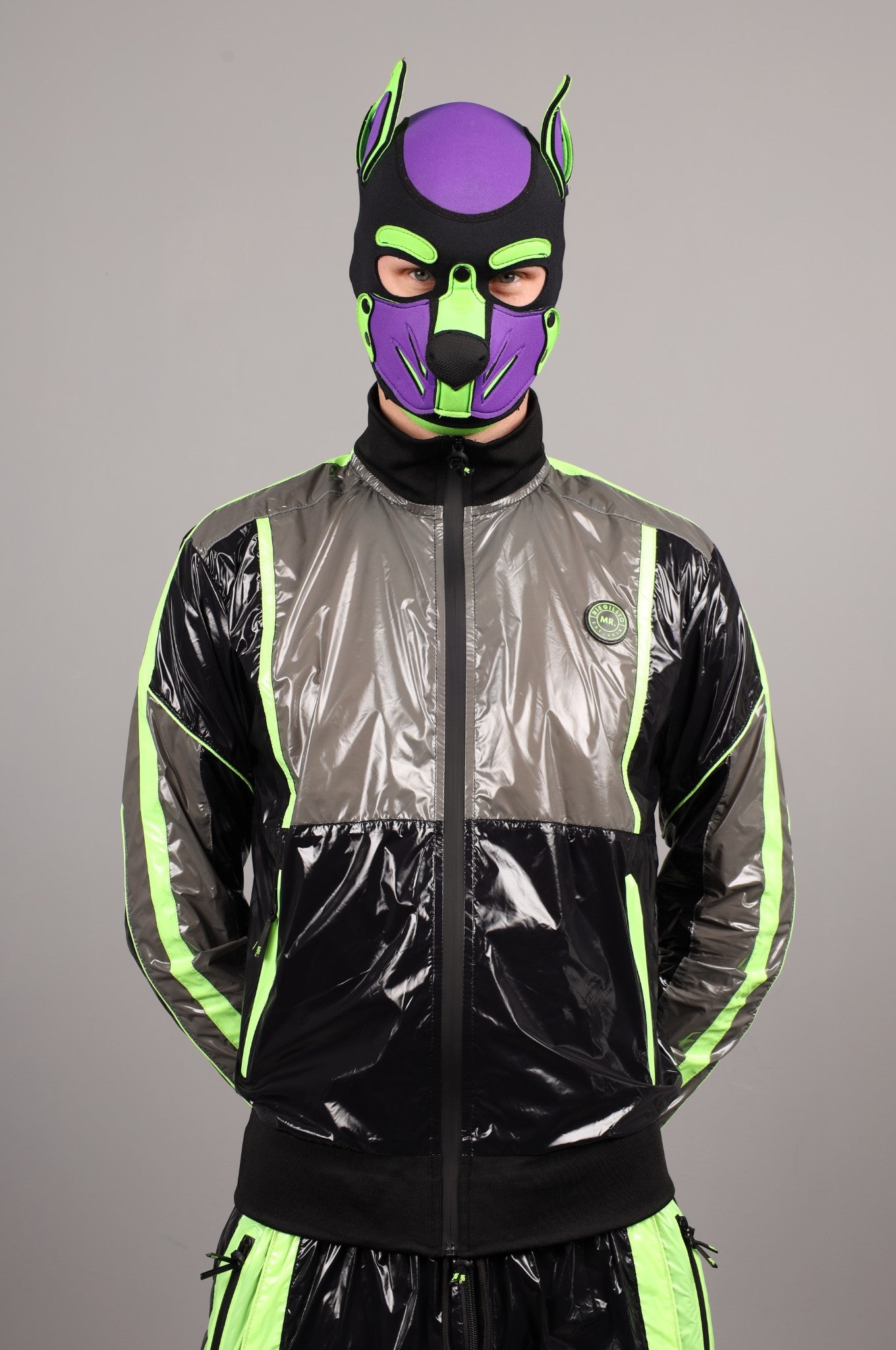 Shiny Nylon FORT Tracksuit Jacket - Neon Green