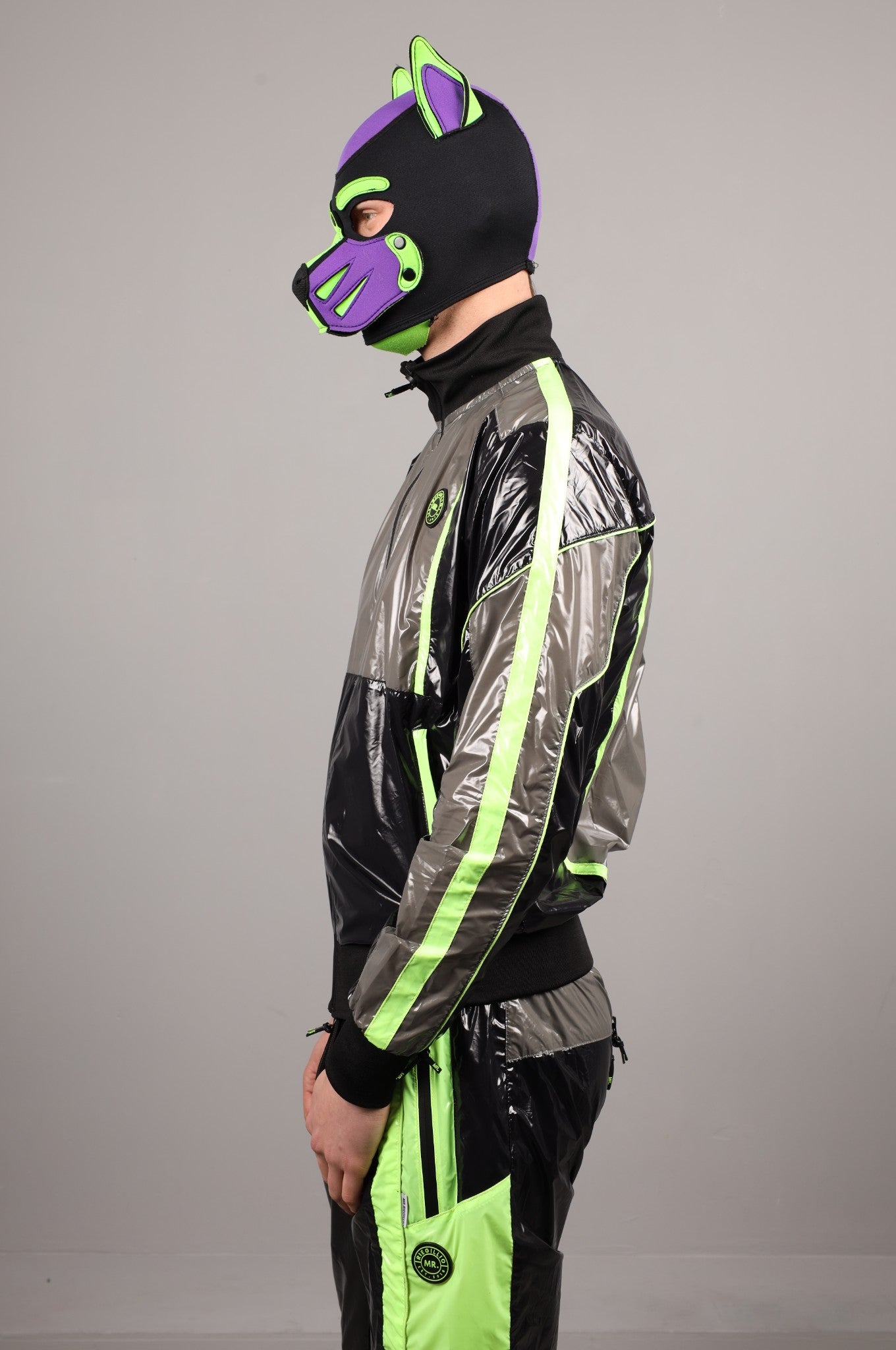 Shiny Nylon FORT Tracksuit Jacket - Neon Green