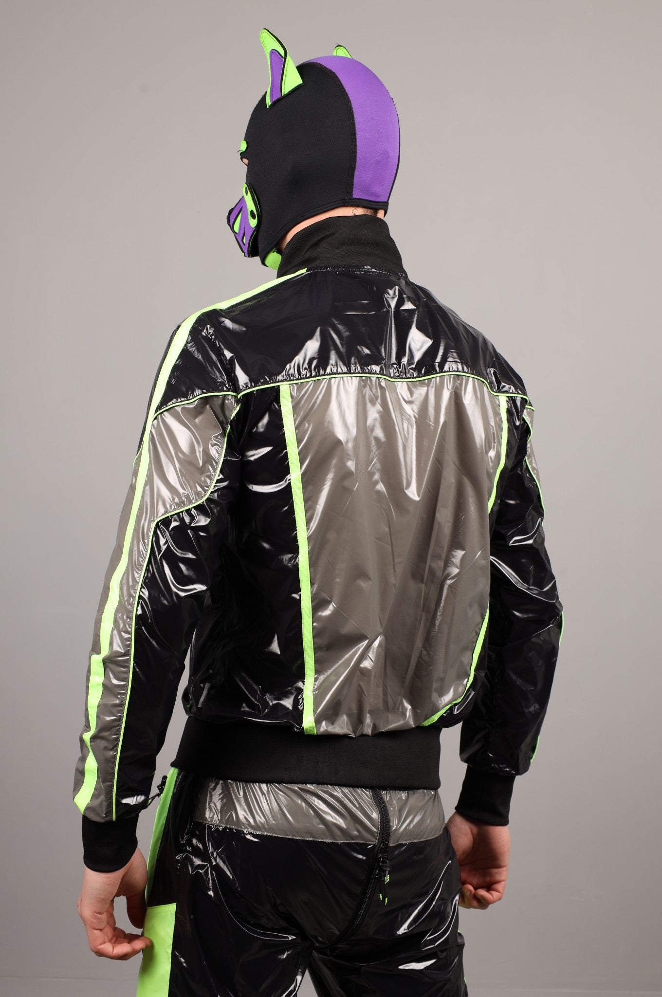Shiny Nylon FORT Tracksuit Jacket - Neon Green