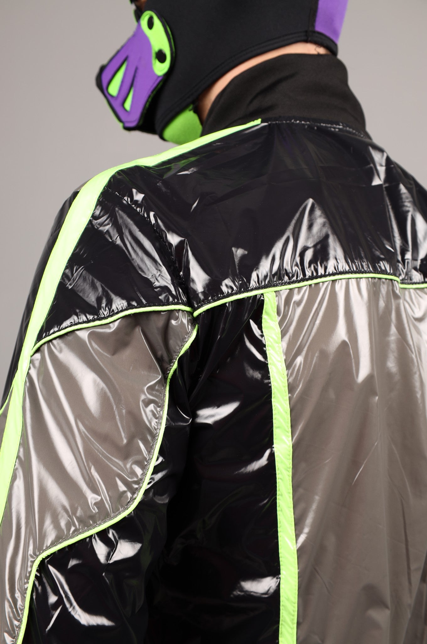 Shiny Nylon FORT Tracksuit Jacket - Neon Green