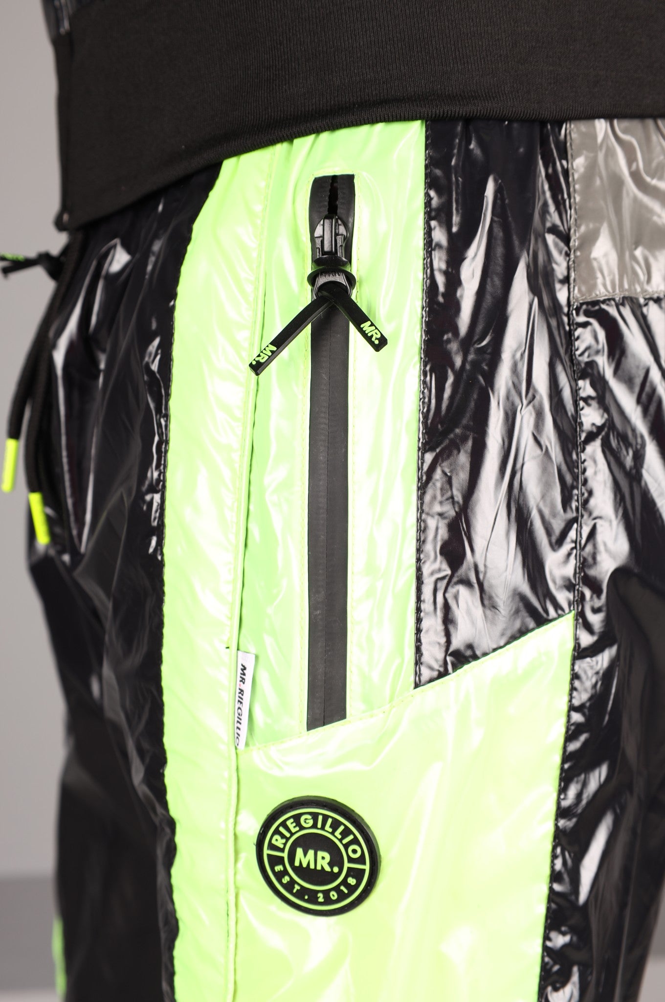 Shiny Nylon FORT Tracksuit Pants - Neon Green