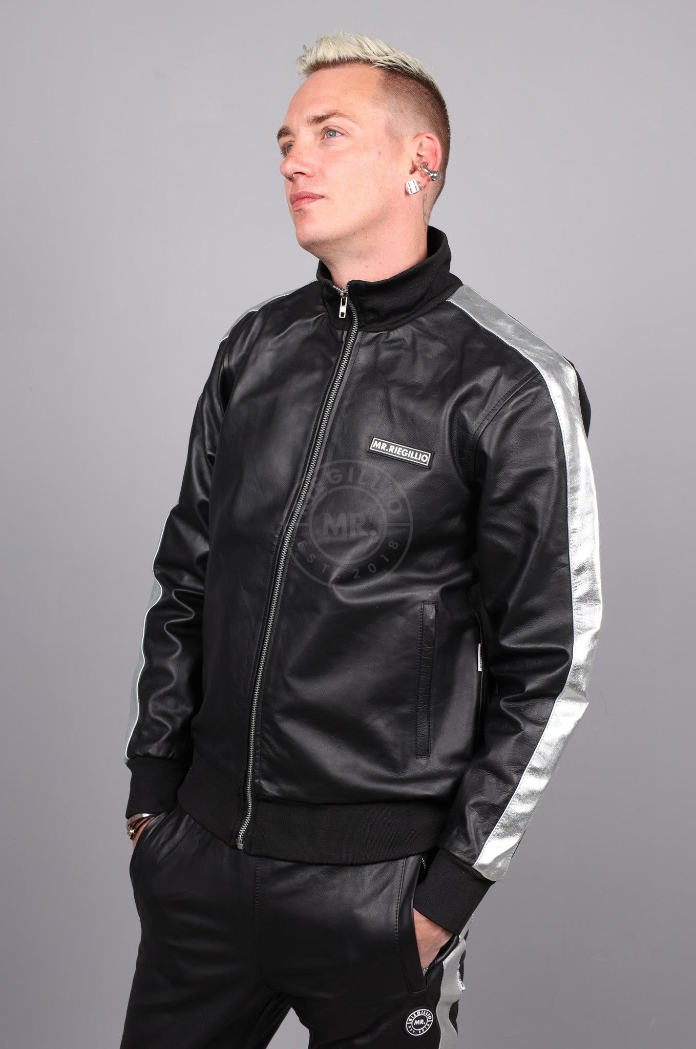 Leather Tracksuit Jacket - PODI - Silver at MR. Riegillio