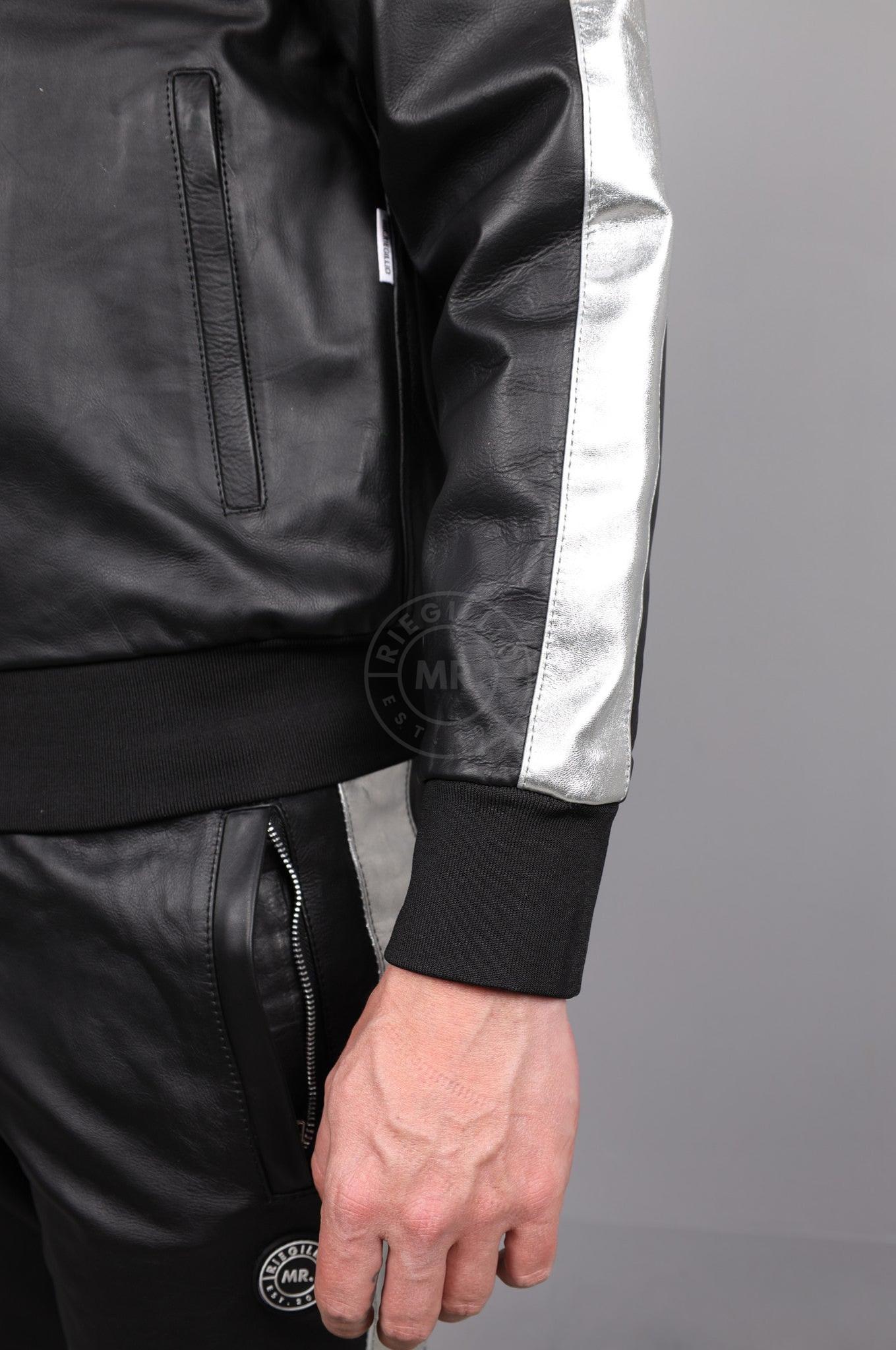 Leather Tracksuit Jacket - PODI - Silver at MR. Riegillio