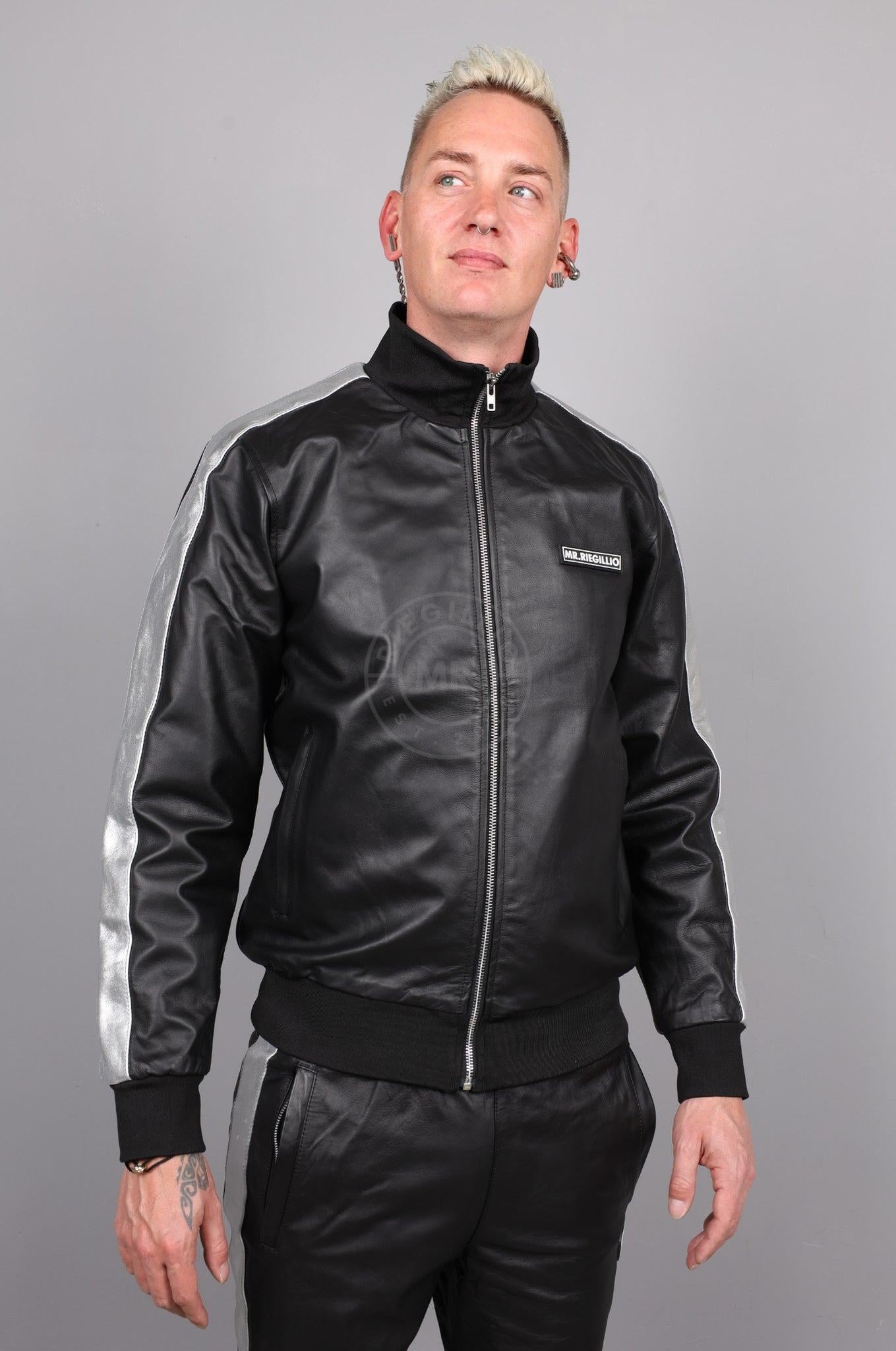 Leather Tracksuit Jacket - PODI - Silver at MR. Riegillio