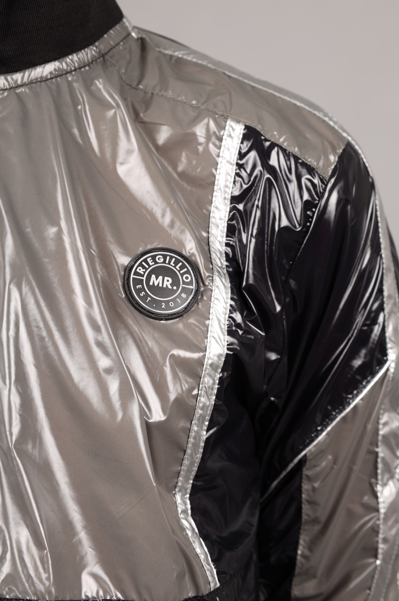 Shiny Nylon FORT Tracksuit Jacket - Silver