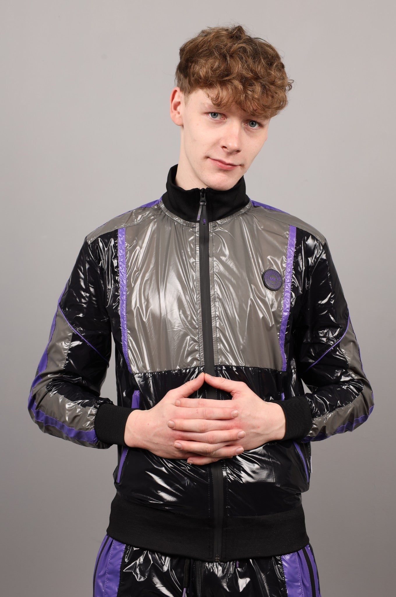 Shiny Nylon FORT Tracksuit Jacket - Purple