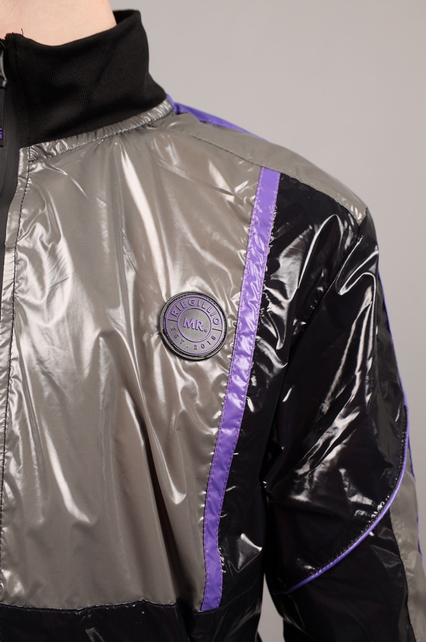 Shiny Nylon FORT Tracksuit Jacket - Purple