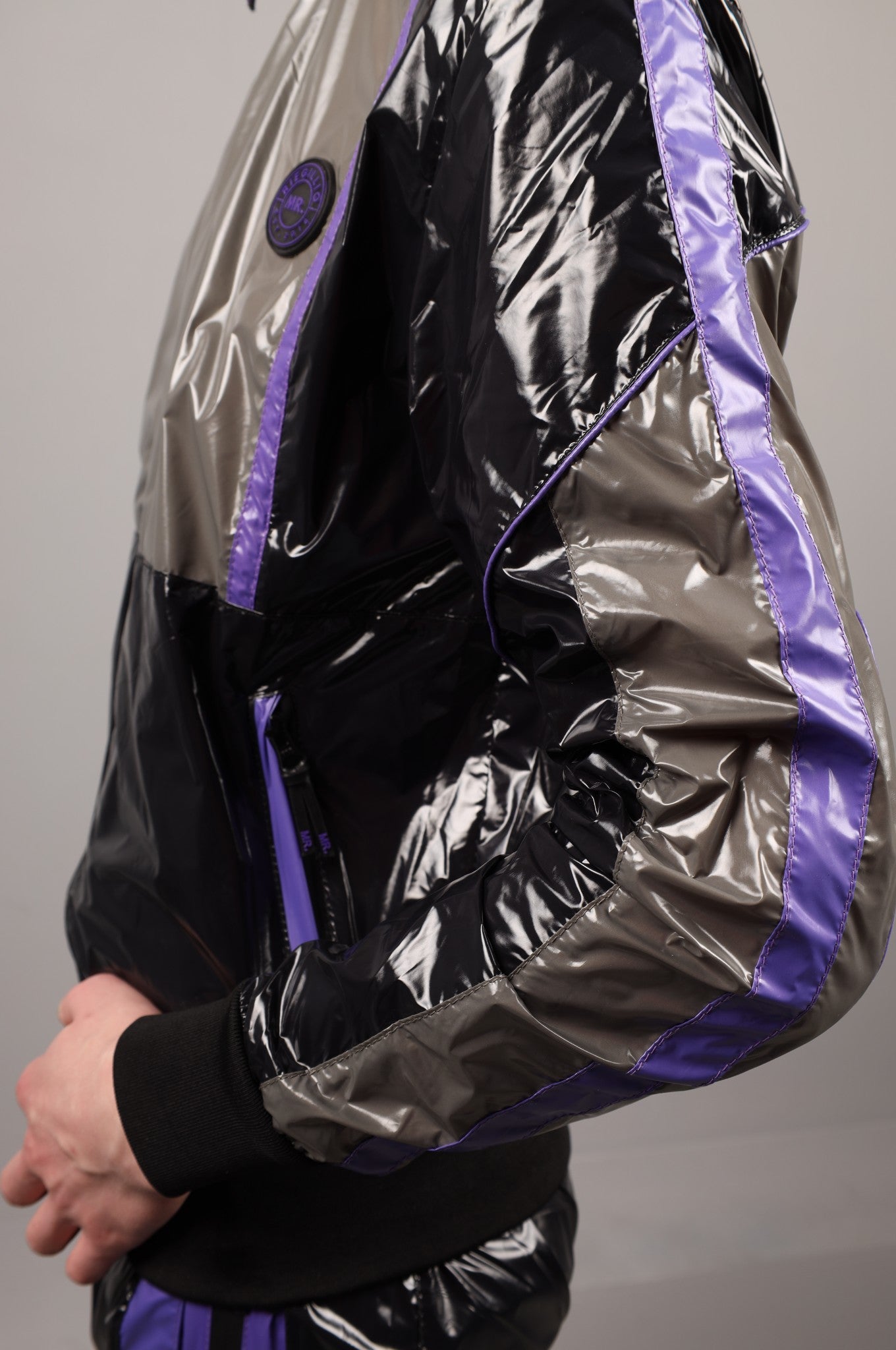 Shiny Nylon FORT Tracksuit Jacket - Purple