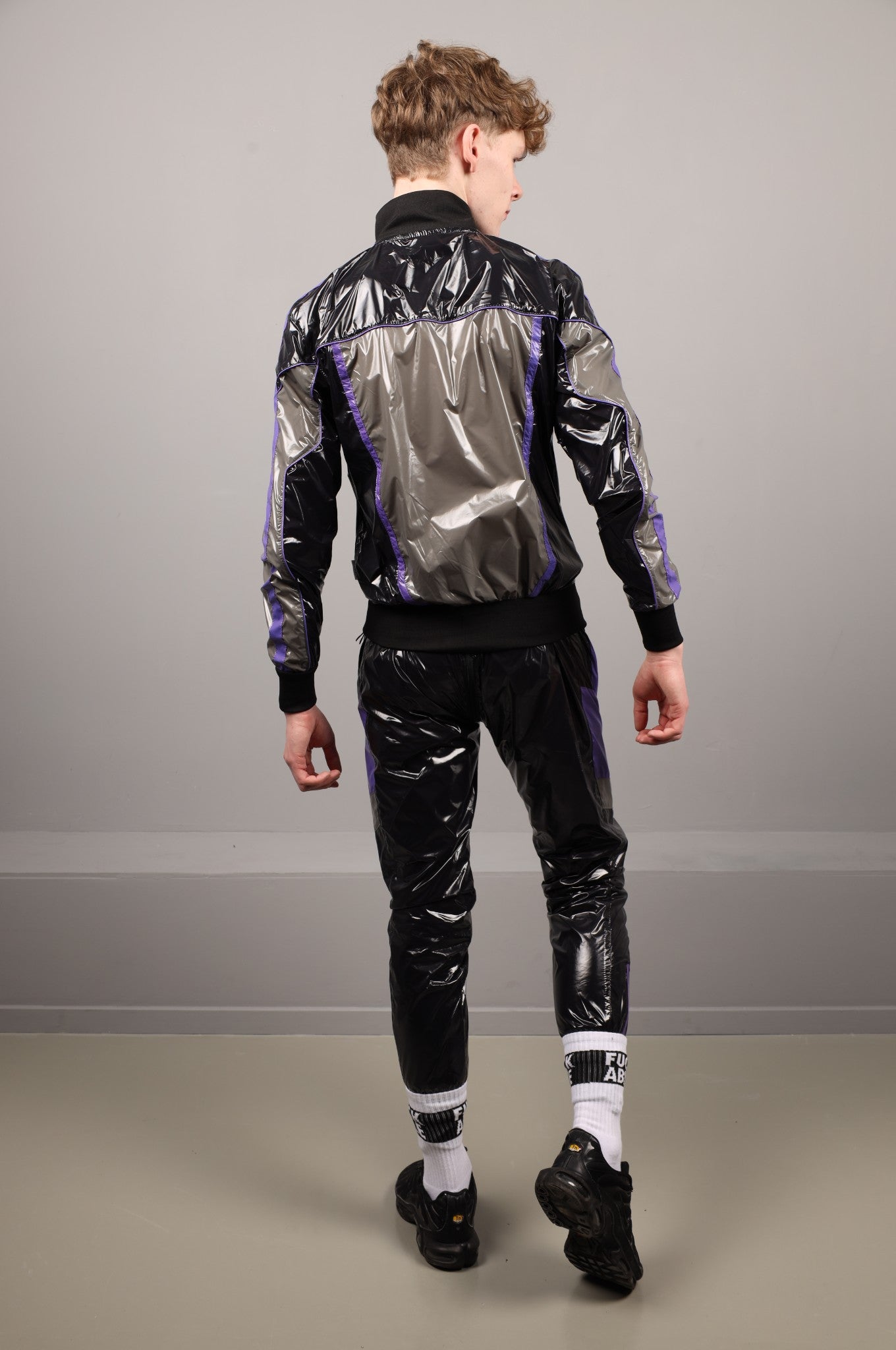 Shiny Nylon FORT Tracksuit Jacket - Purple