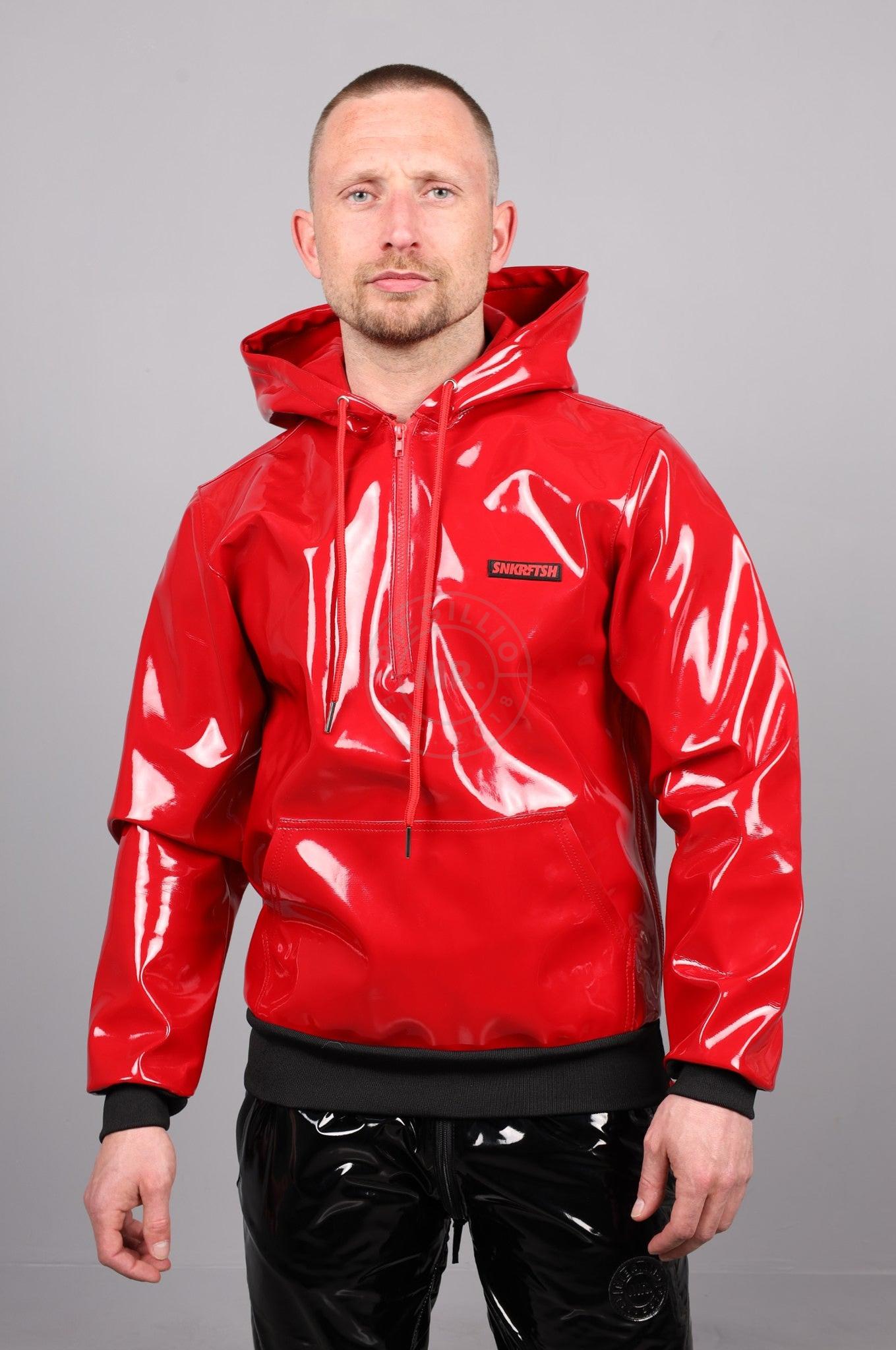Red PVC Zip Up Hoodie at MR. Riegillio
