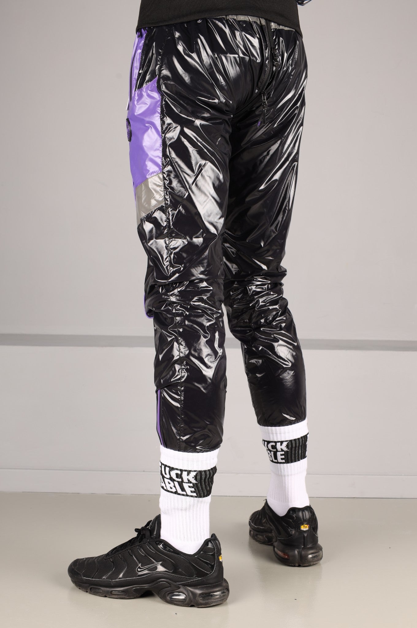 Shiny Nylon FORT Tracksuit Pants - Purple