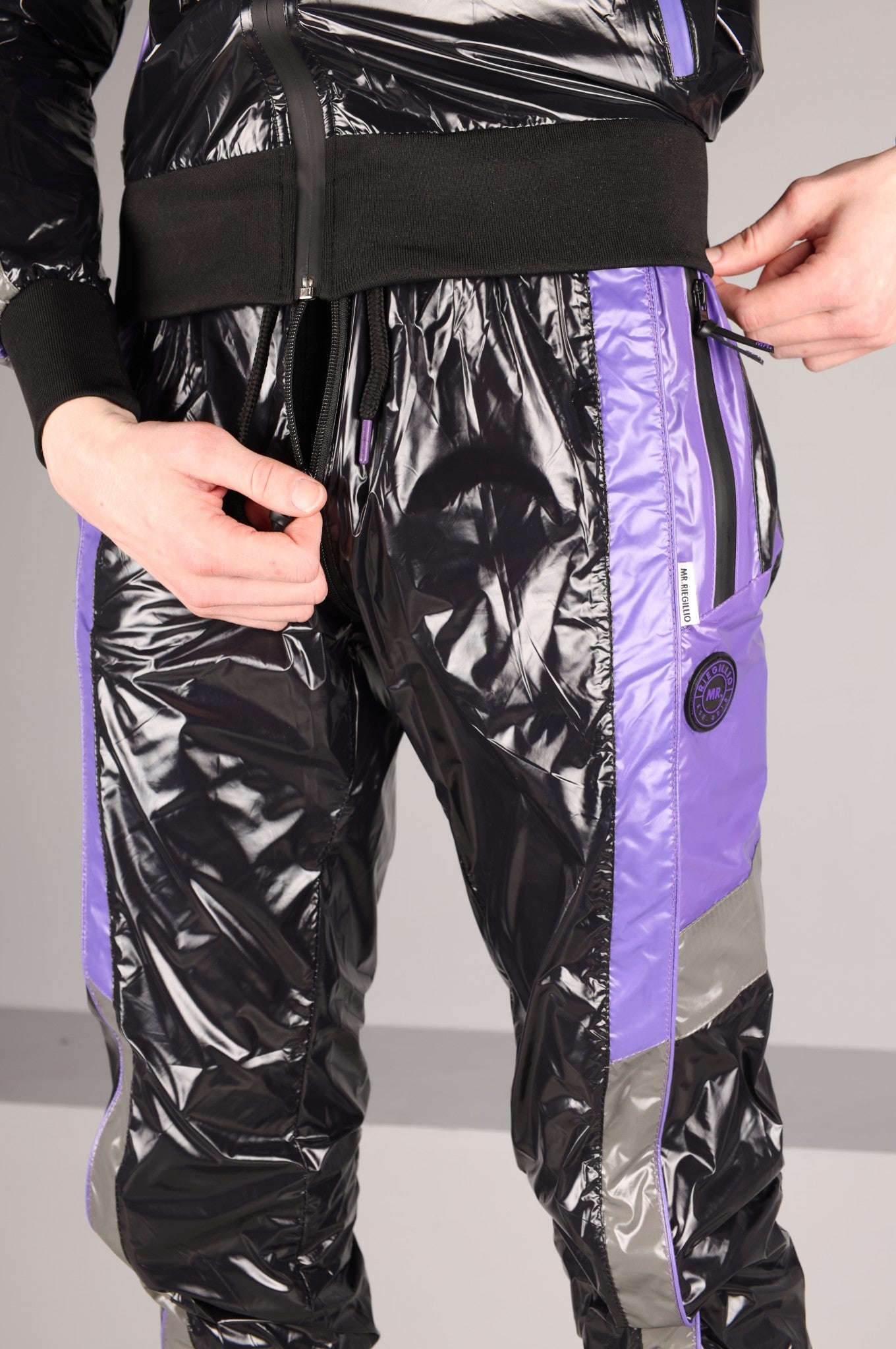 Shiny Nylon FORT Tracksuit Pants - Purple