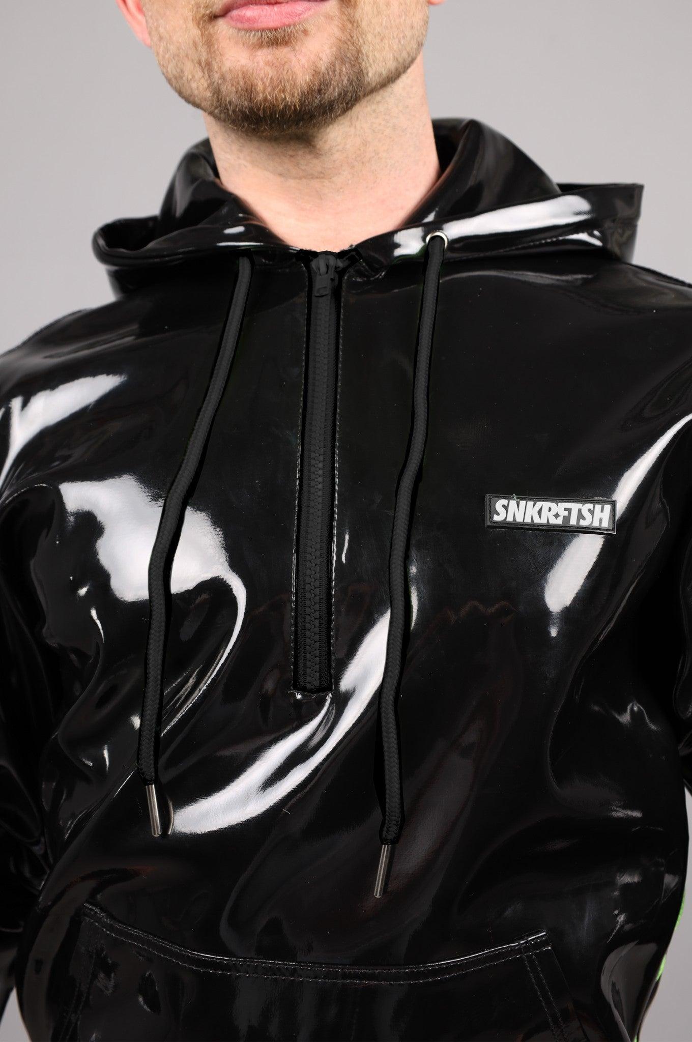 Black PVC Zip Up Hoodie at MR. Riegillio