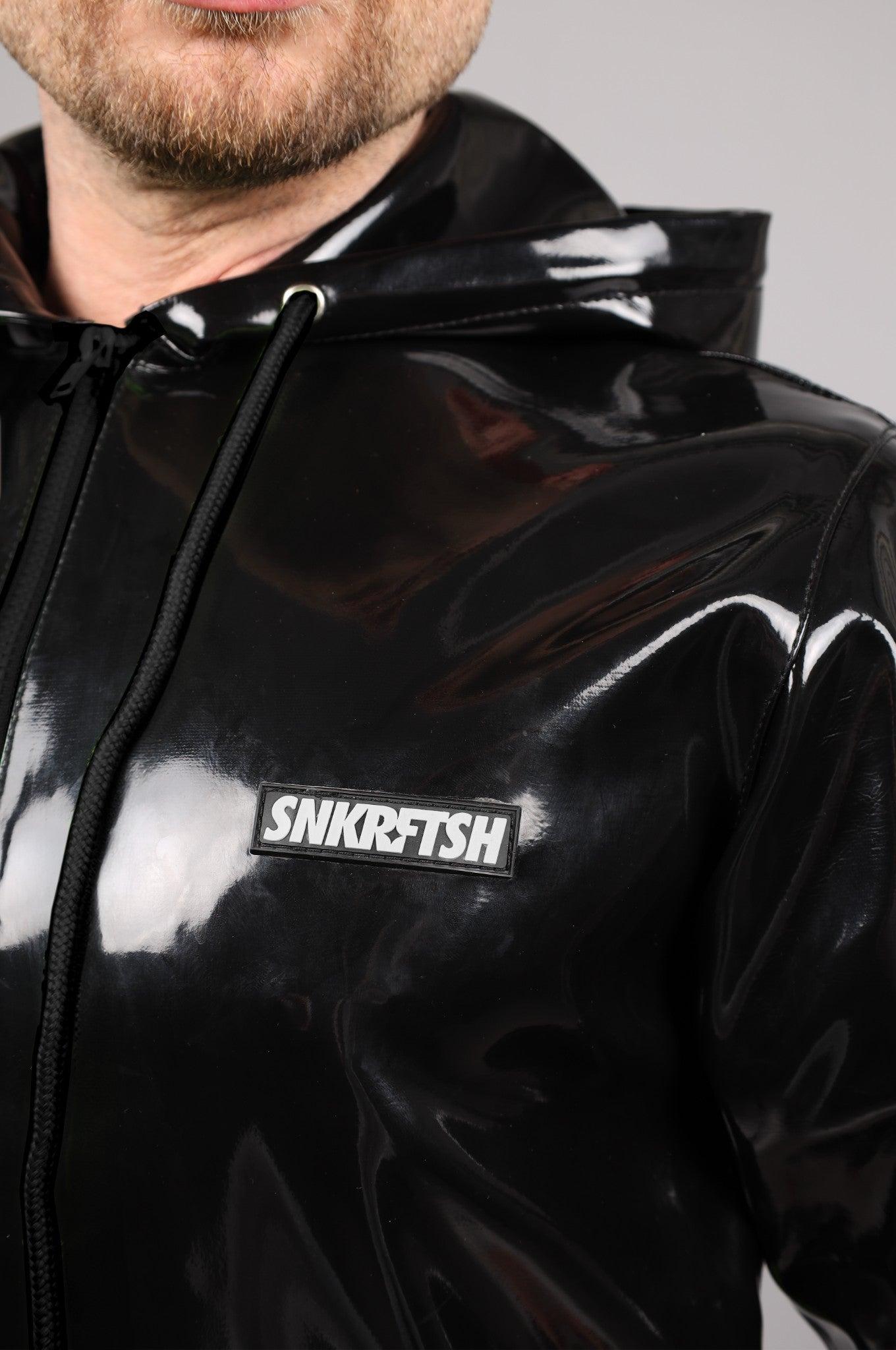 Black PVC Zip Up Hoodie at MR. Riegillio