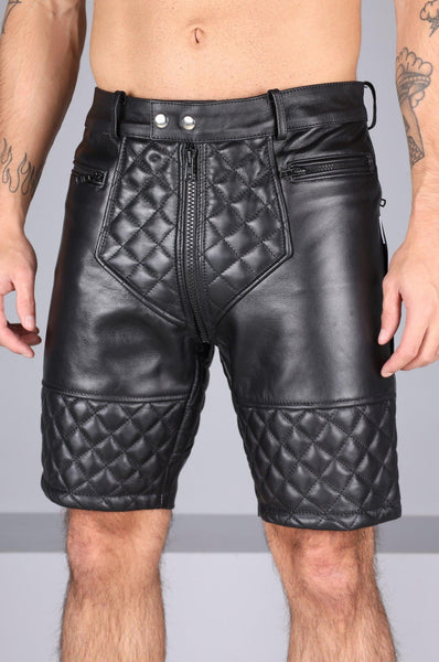Berlin Padded Leather Thru Zip Short by MR. Riegillio
