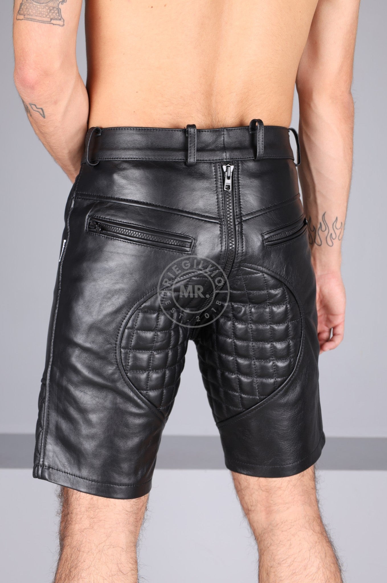 Berlin Padded Leather Thru Zip Short at MR. Riegillio