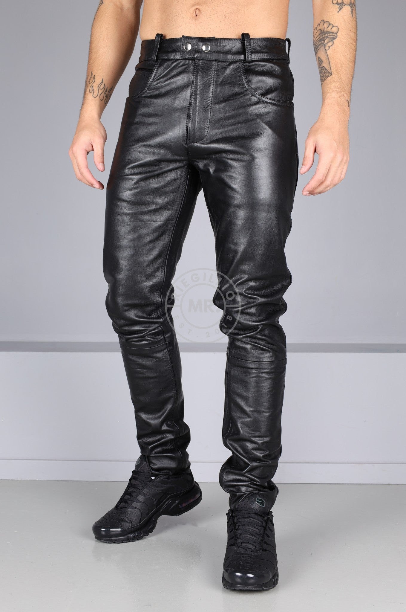 Berlin Black Leather 5 Pocket Pants by MR. Riegillio