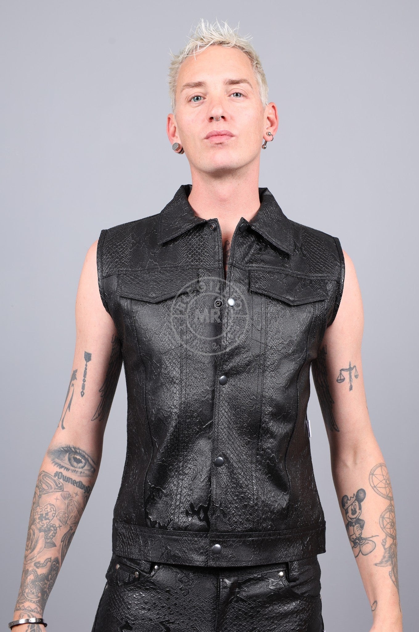 MR. Black Snake Sleeveless Jacket at MR. Riegillio