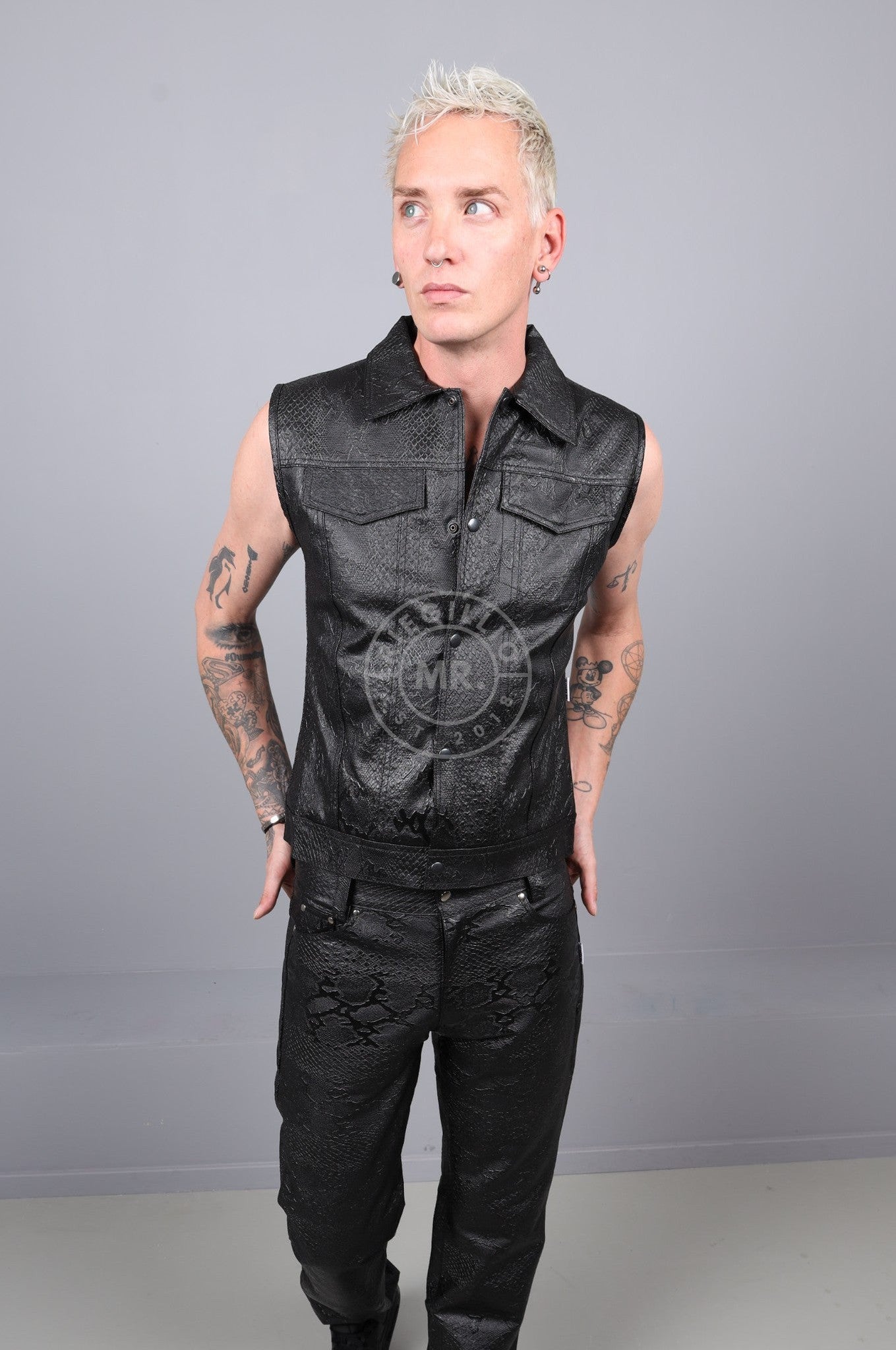 MR. Black Snake Sleeveless Jacket at MR. Riegillio