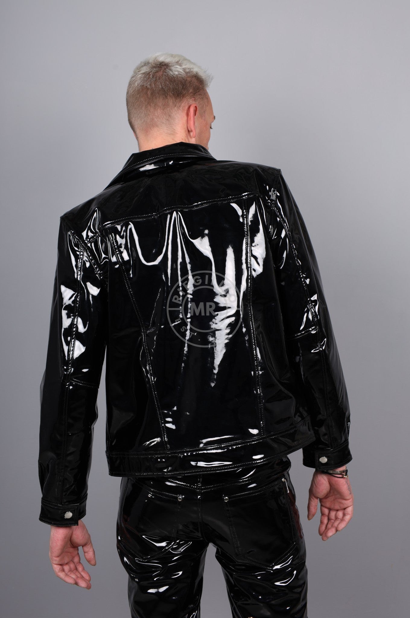 Black Heavy PVC Trucker Jacket at MR. Riegillio