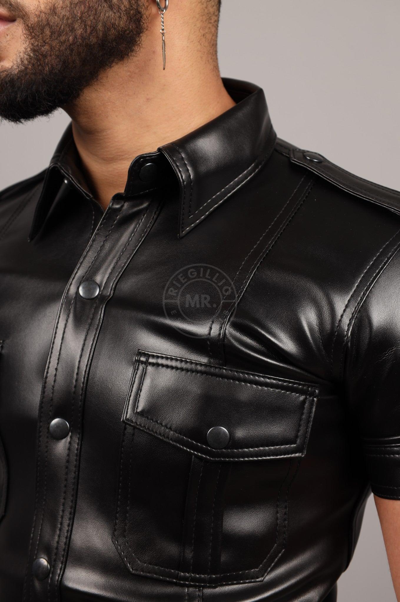 Black Vegan Leather Shirt at MR. Riegillio