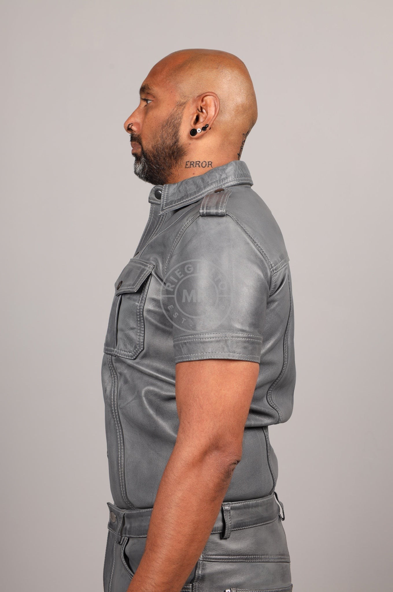 Washed Grey Leather Shirt at MR. Riegillio