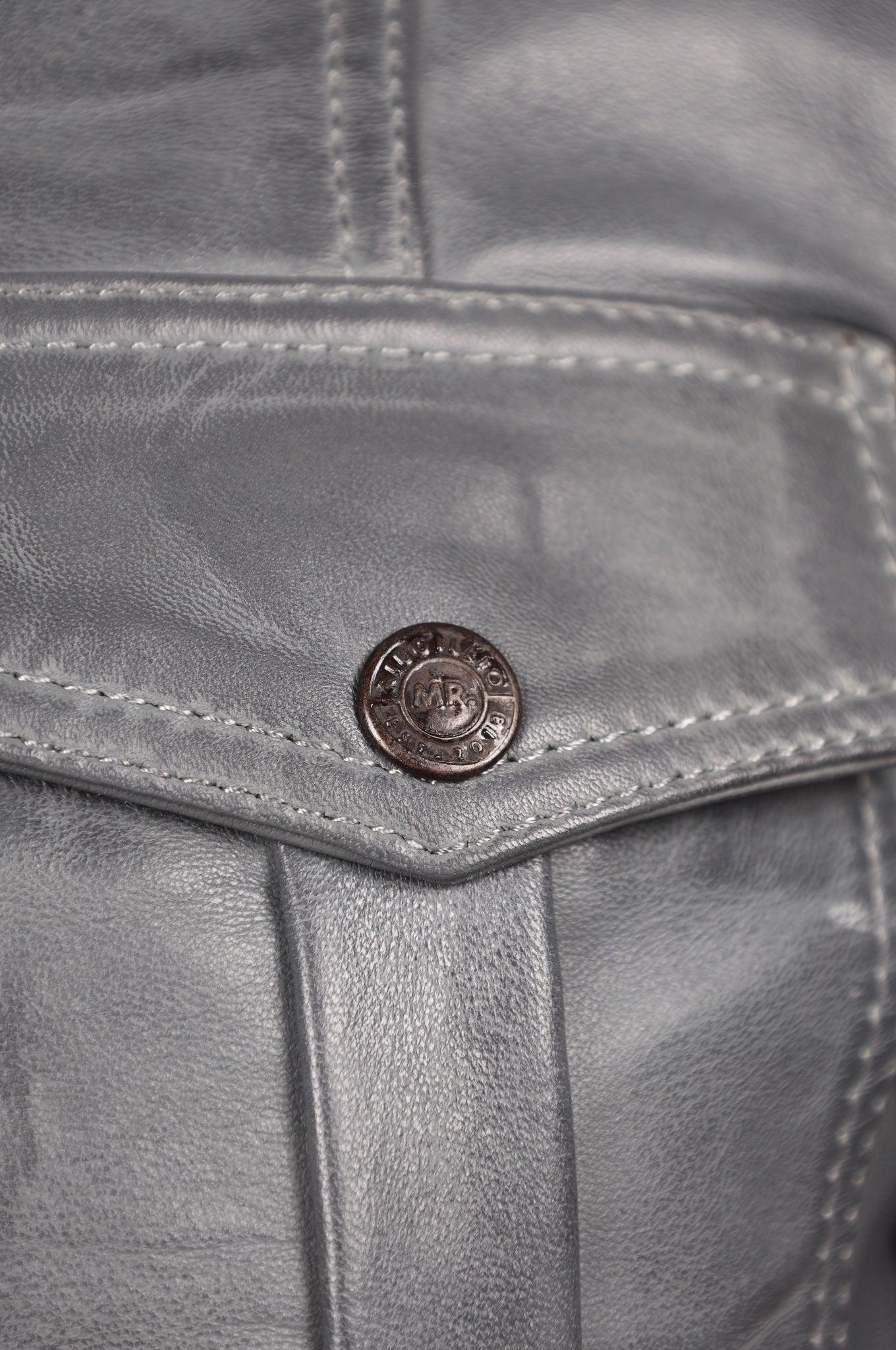 Washed Grey Leather Shirt at MR. Riegillio