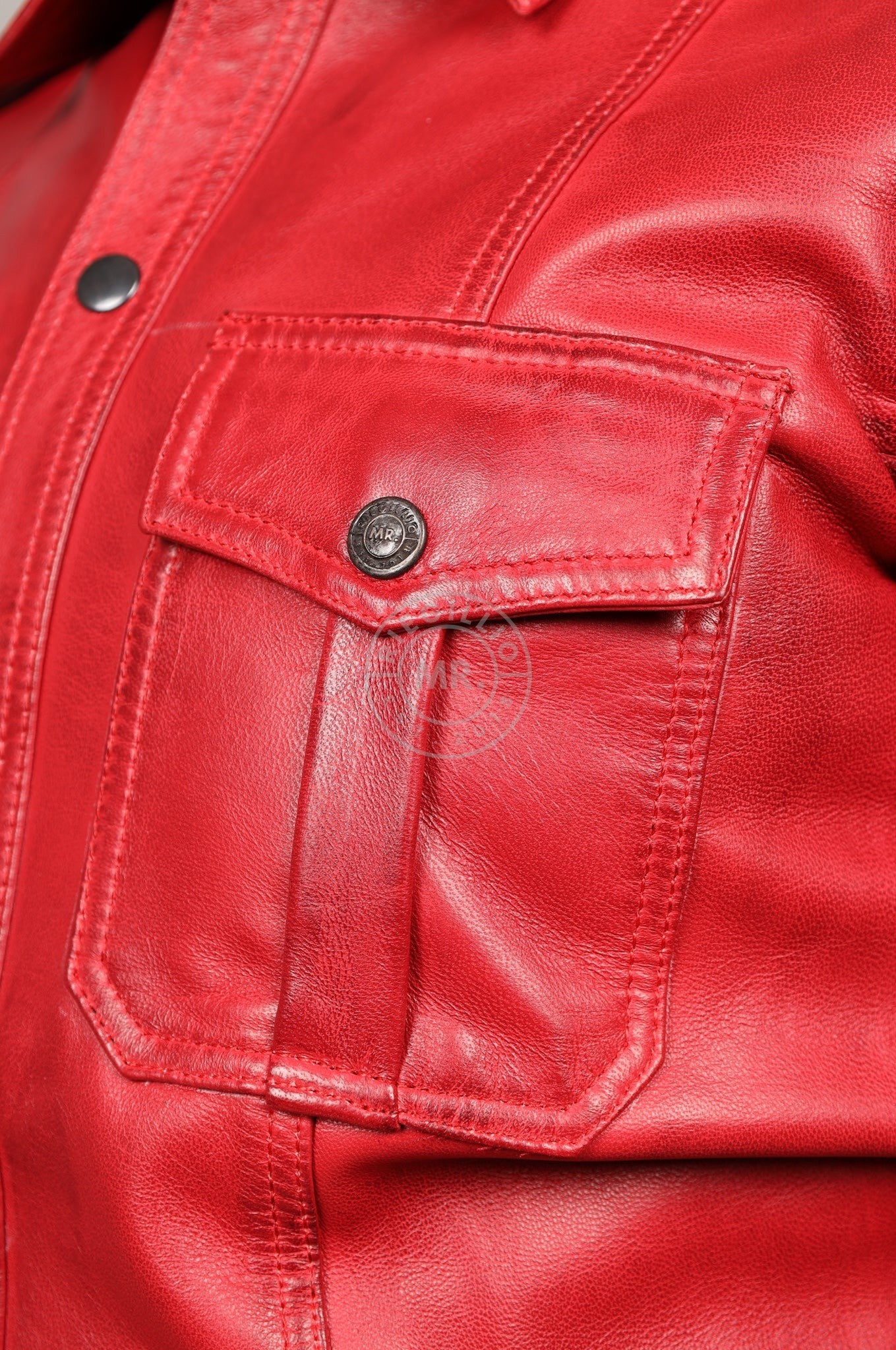 Washed Red Leather Shirt at MR. Riegillio