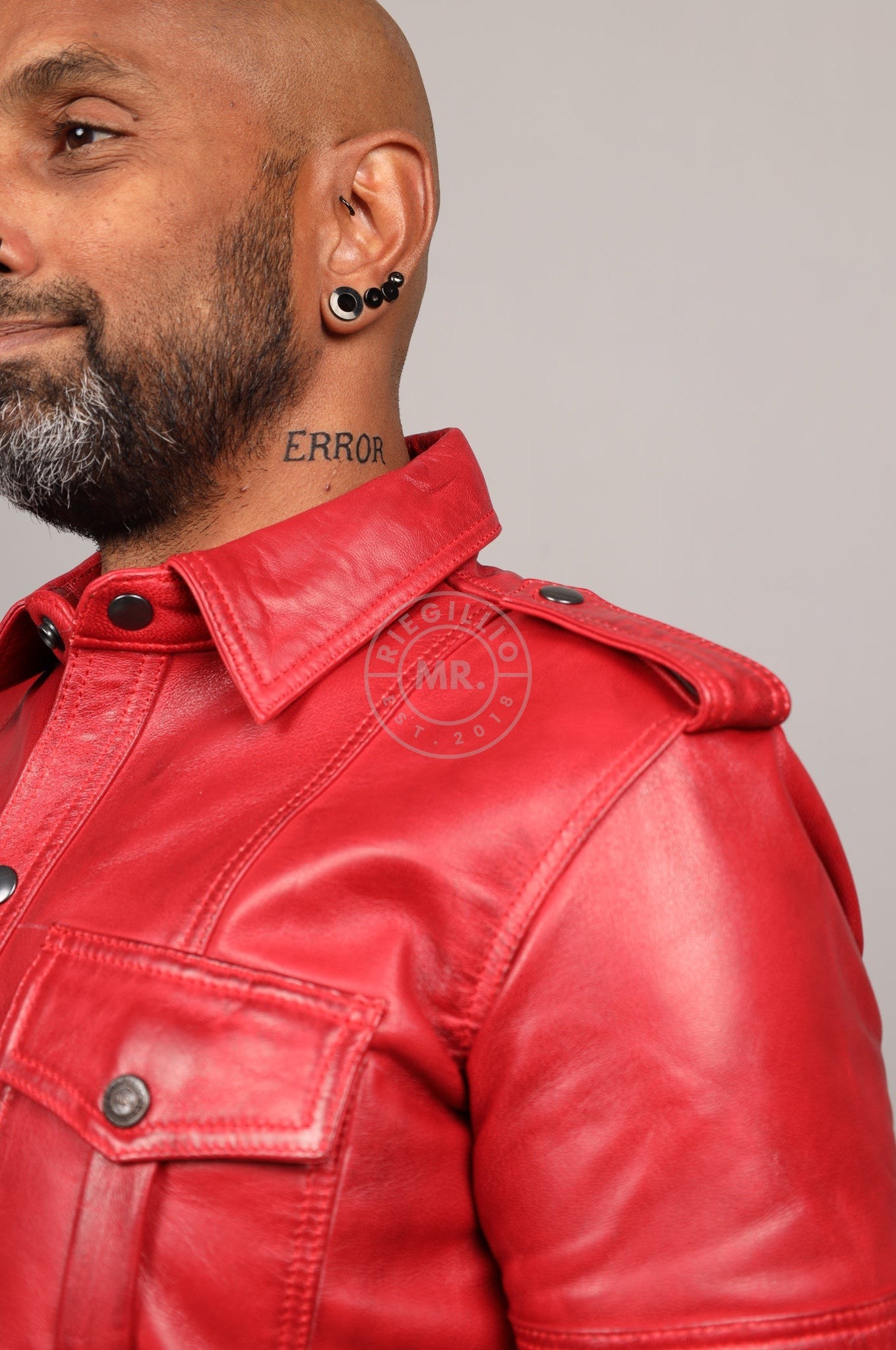 Washed Red Leather Shirt at MR. Riegillio