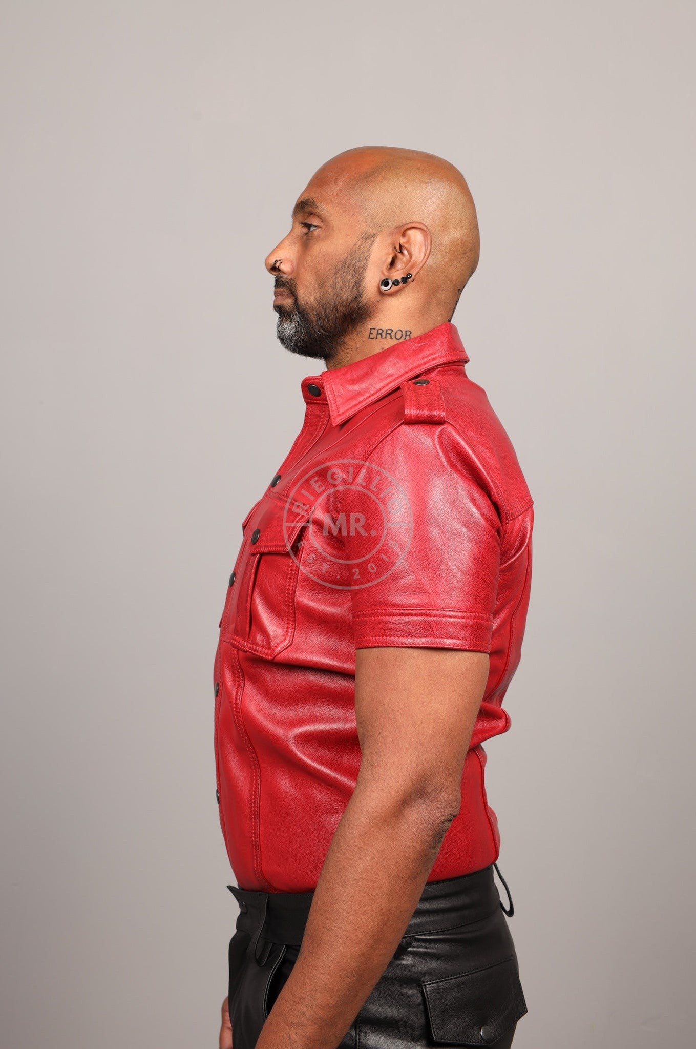 Washed Red Leather Shirt at MR. Riegillio