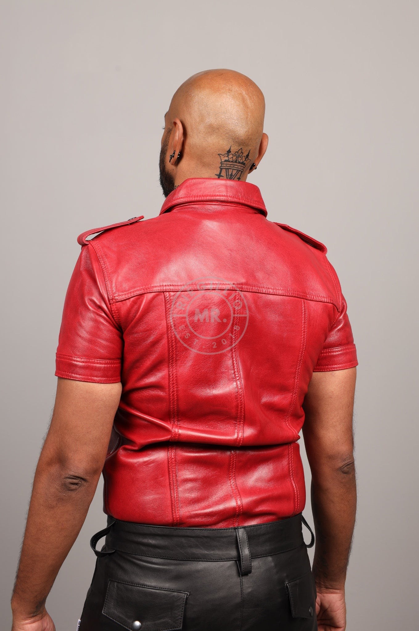 Washed Red Leather Shirt at MR. Riegillio