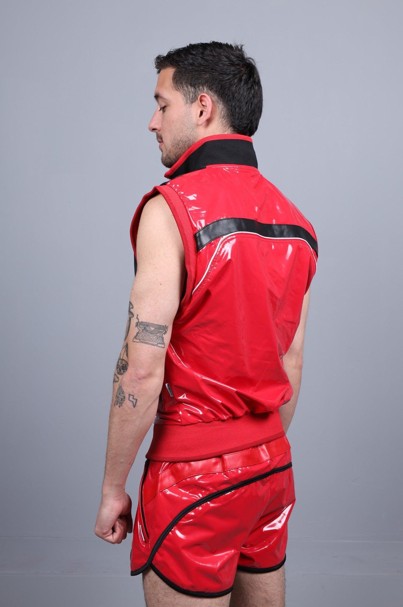 PVC 24 Tracksuit Sleeveless Jacket - Red at MR. Riegillio