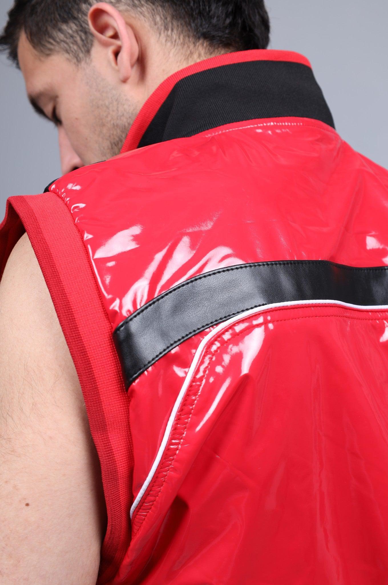 PVC 24 Tracksuit Sleeveless Jacket - Red at MR. Riegillio