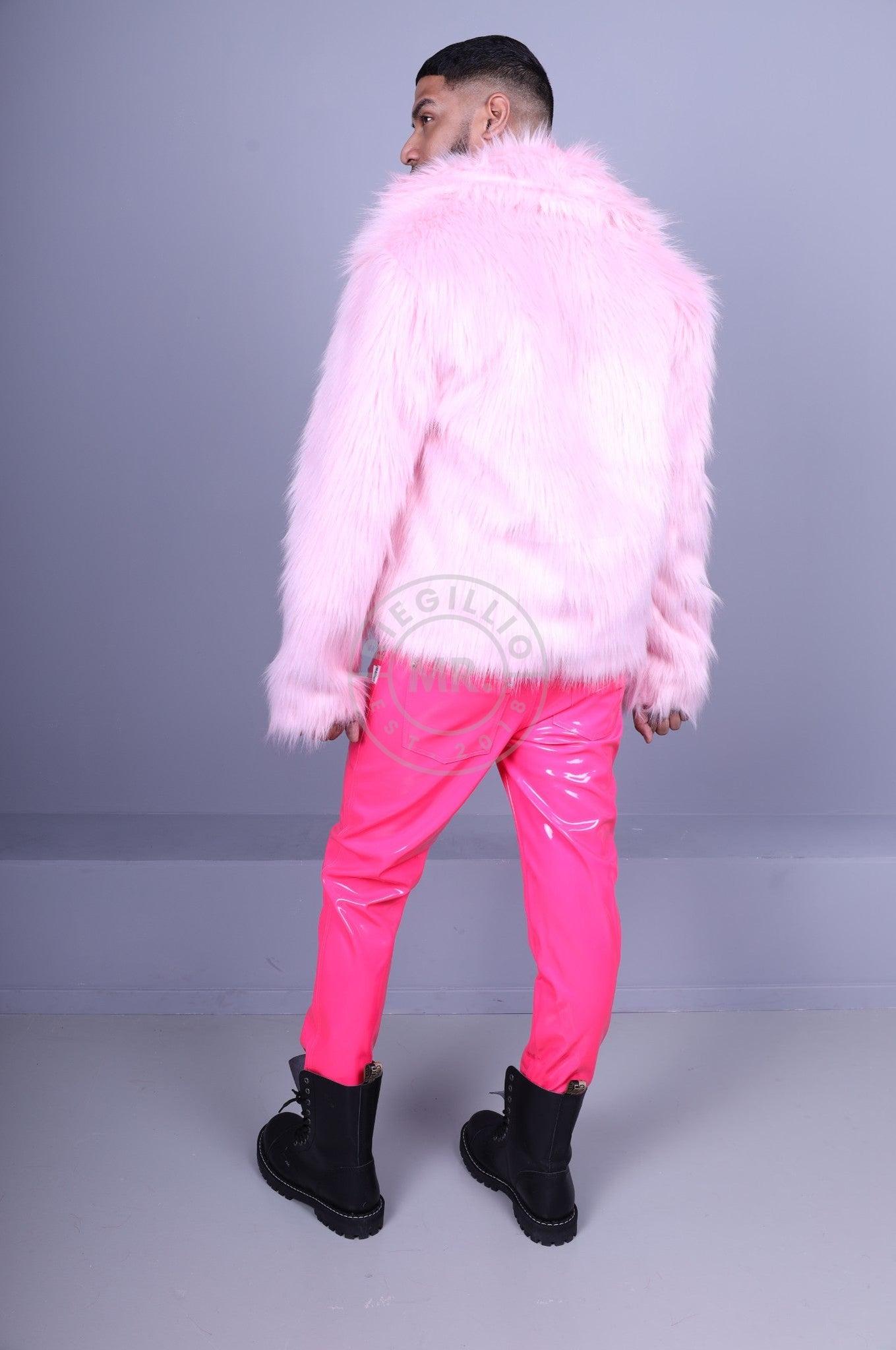 Pink Heavy PVC Pants - Front Zippers at MR. Riegillio