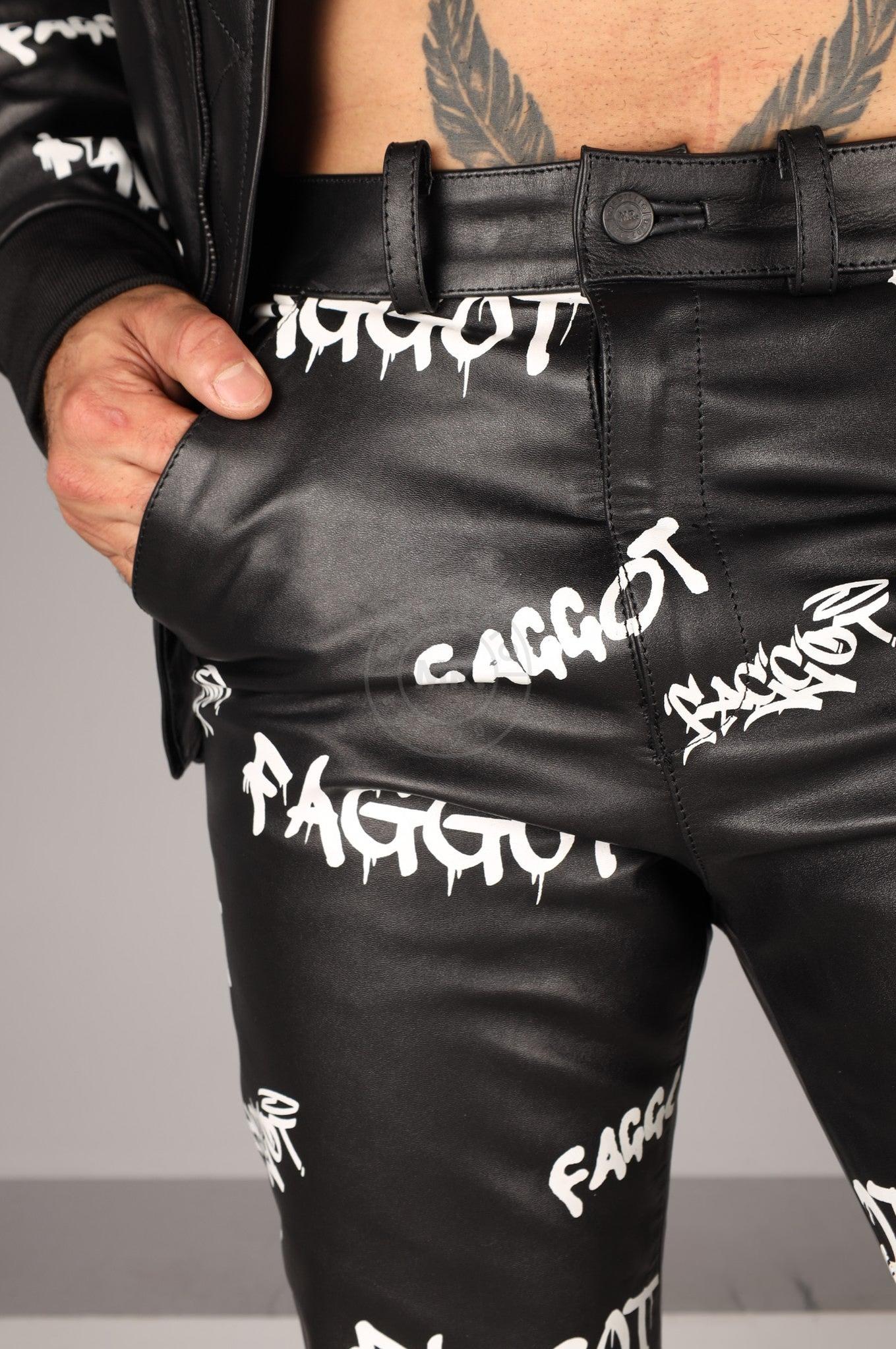 Black Leather 5 Pocket Pants - FAGGOT at MR. Riegillio