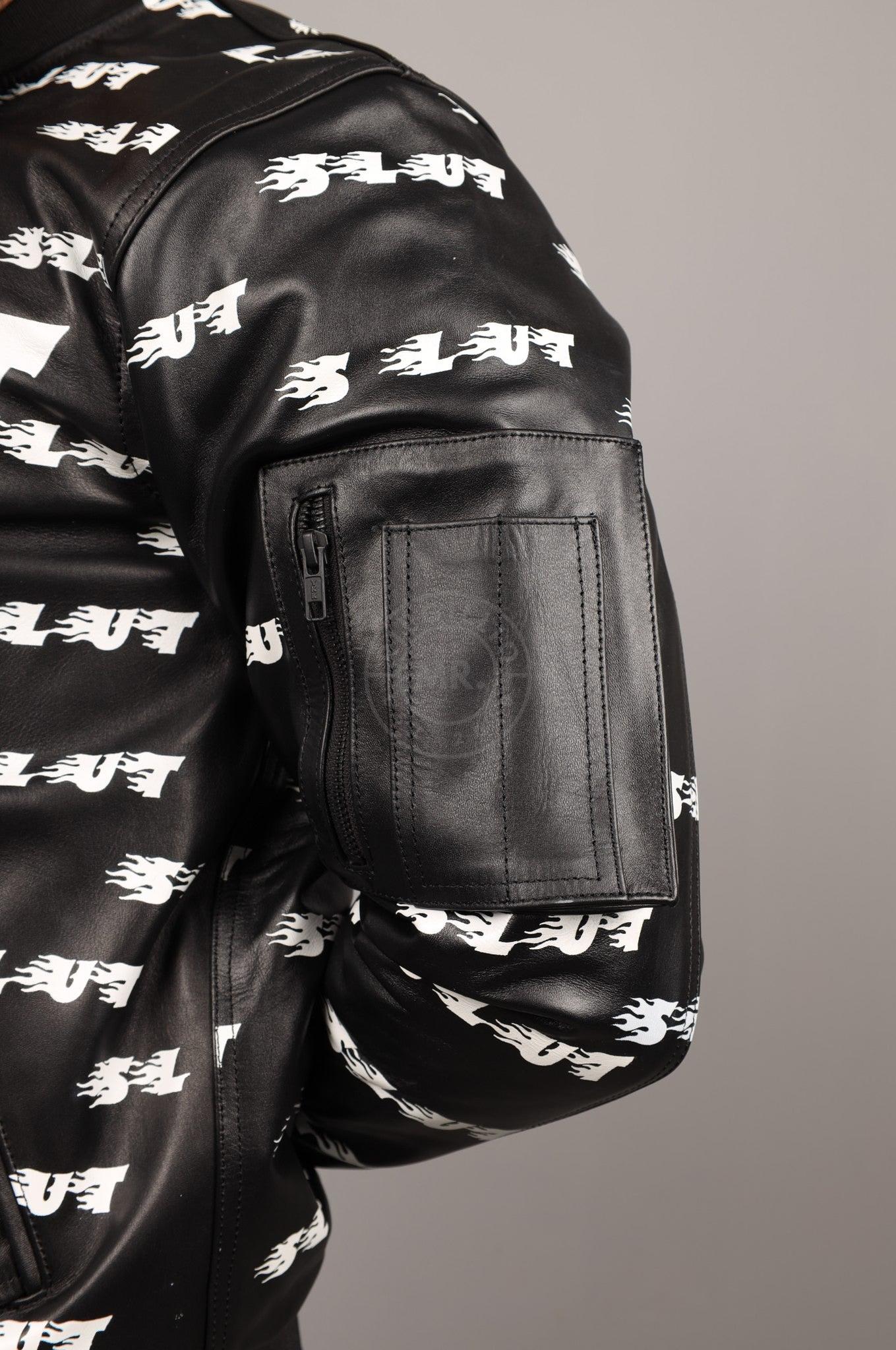 Black Leather Bomber Jacket - SLUT at MR. Riegillio