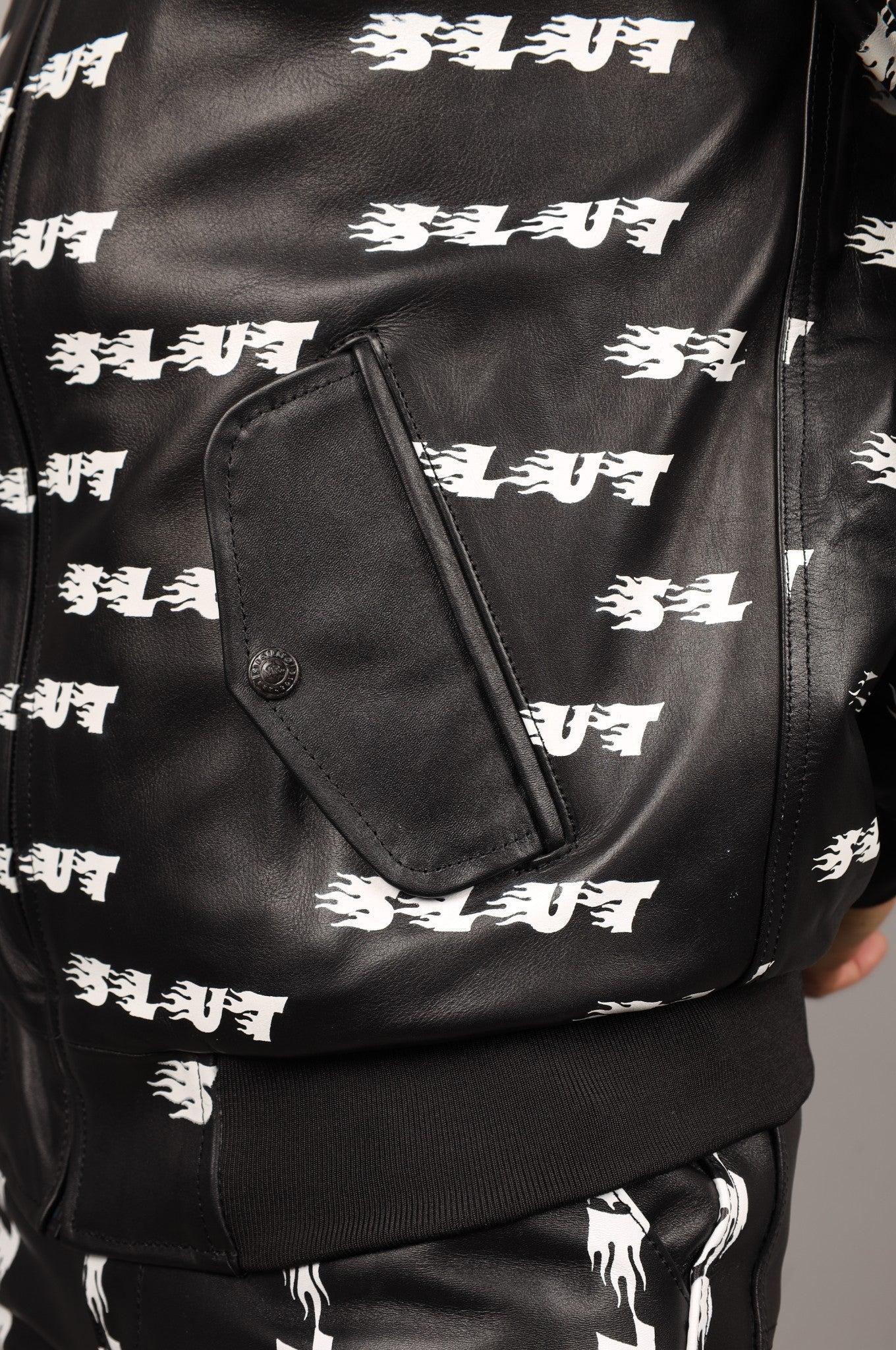 Black Leather Bomber Jacket - SLUT at MR. Riegillio