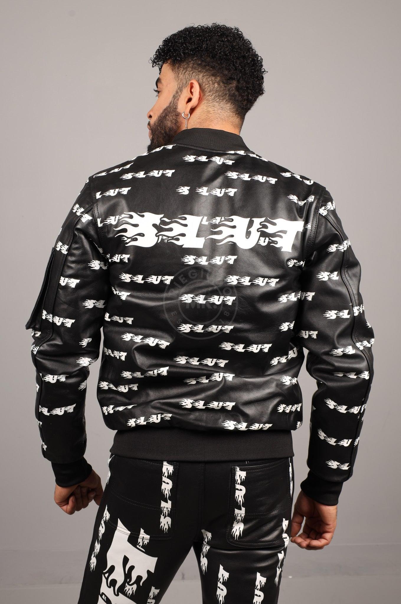 Black Leather Bomber Jacket - SLUT at MR. Riegillio