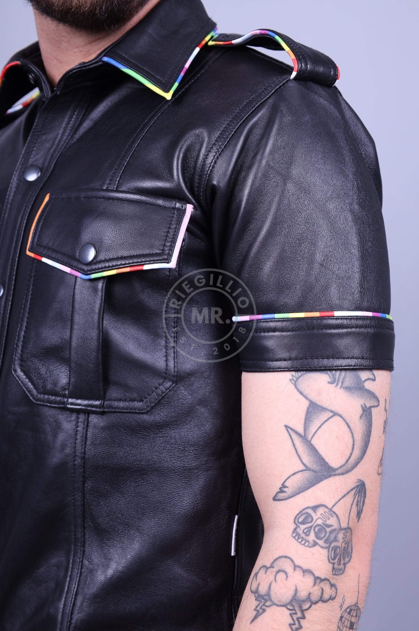 Leather Tank Top - Black Piping by MR. Riegillio