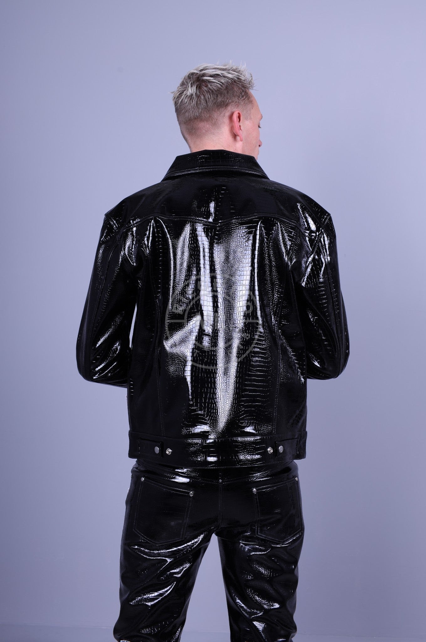 Heavy PVC Snake Print Jacket - Black