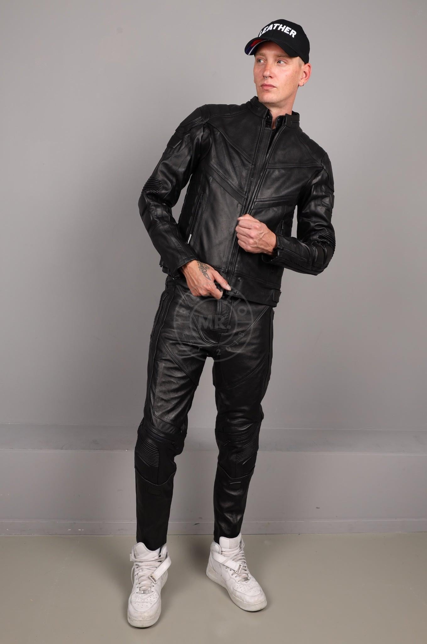 Leather Motorcycle Jacket - Black at MR. Riegillio