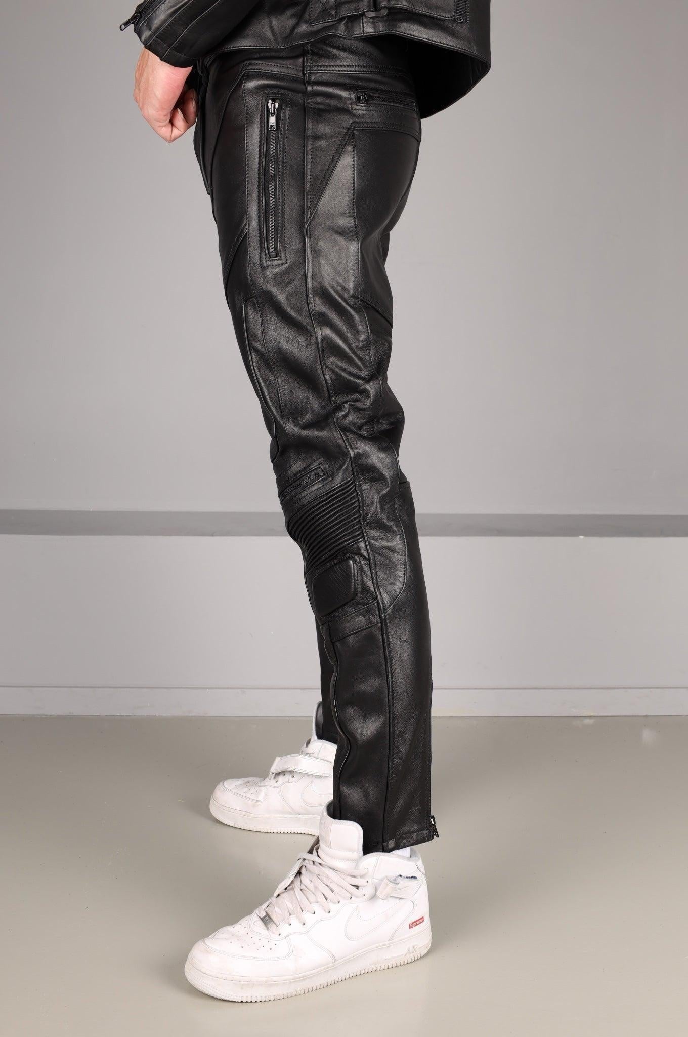 Leather Motorcycle Pants - Black at MR. Riegillio
