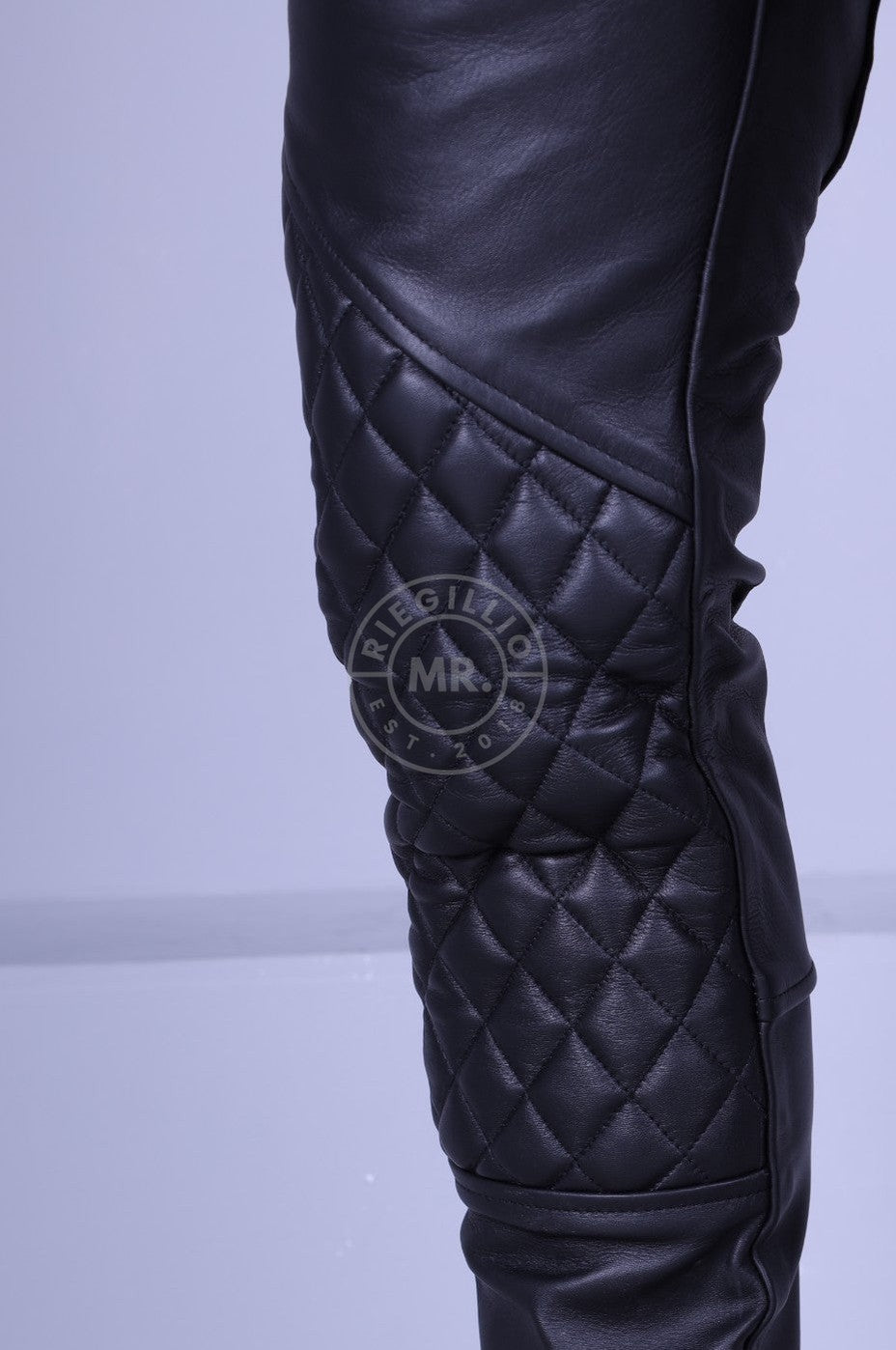 Leather Padded Front Zipper Pants-at MR. Riegillio