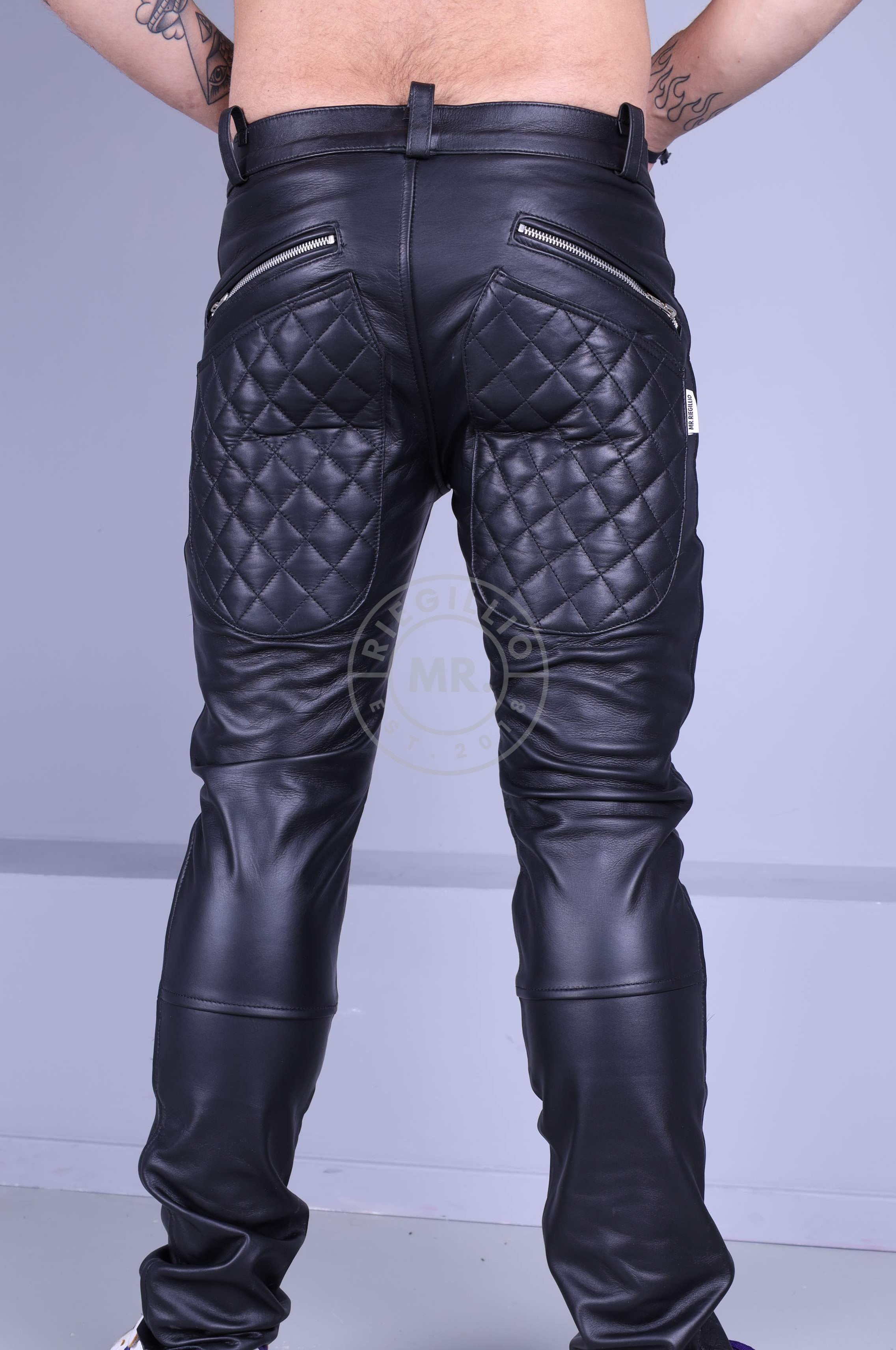 Padded sales leather pants