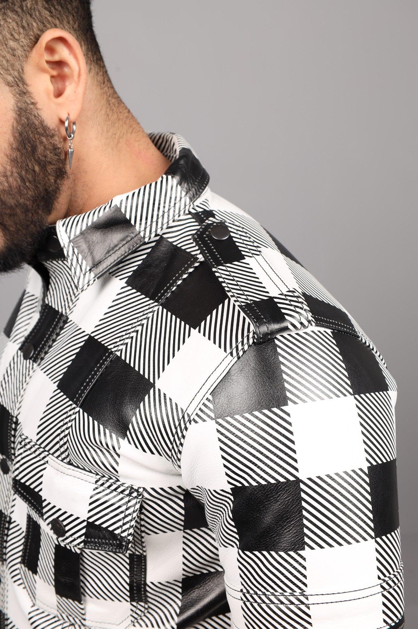 White Flannel Leather Shirt at MR. Riegillio