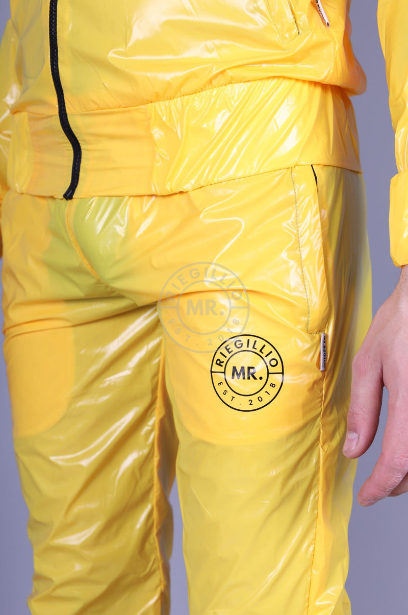 Shiny Nylon Tracksuit Pants - Yellow by MR. Riegillio