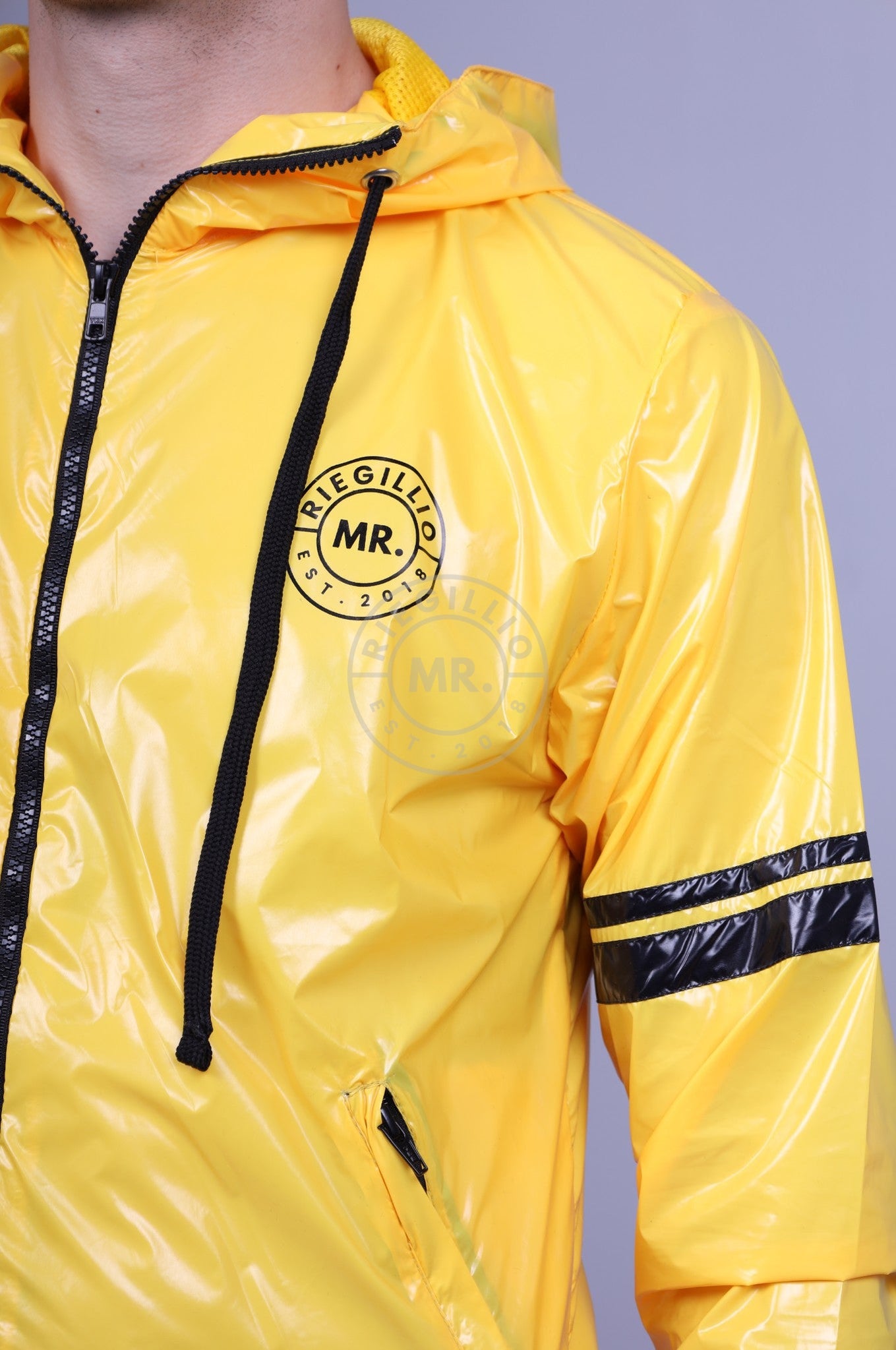Shiny Nylon Tracksuit Jacket - Yellow *DISCONTINUED ITEM* at MR. Riegillio